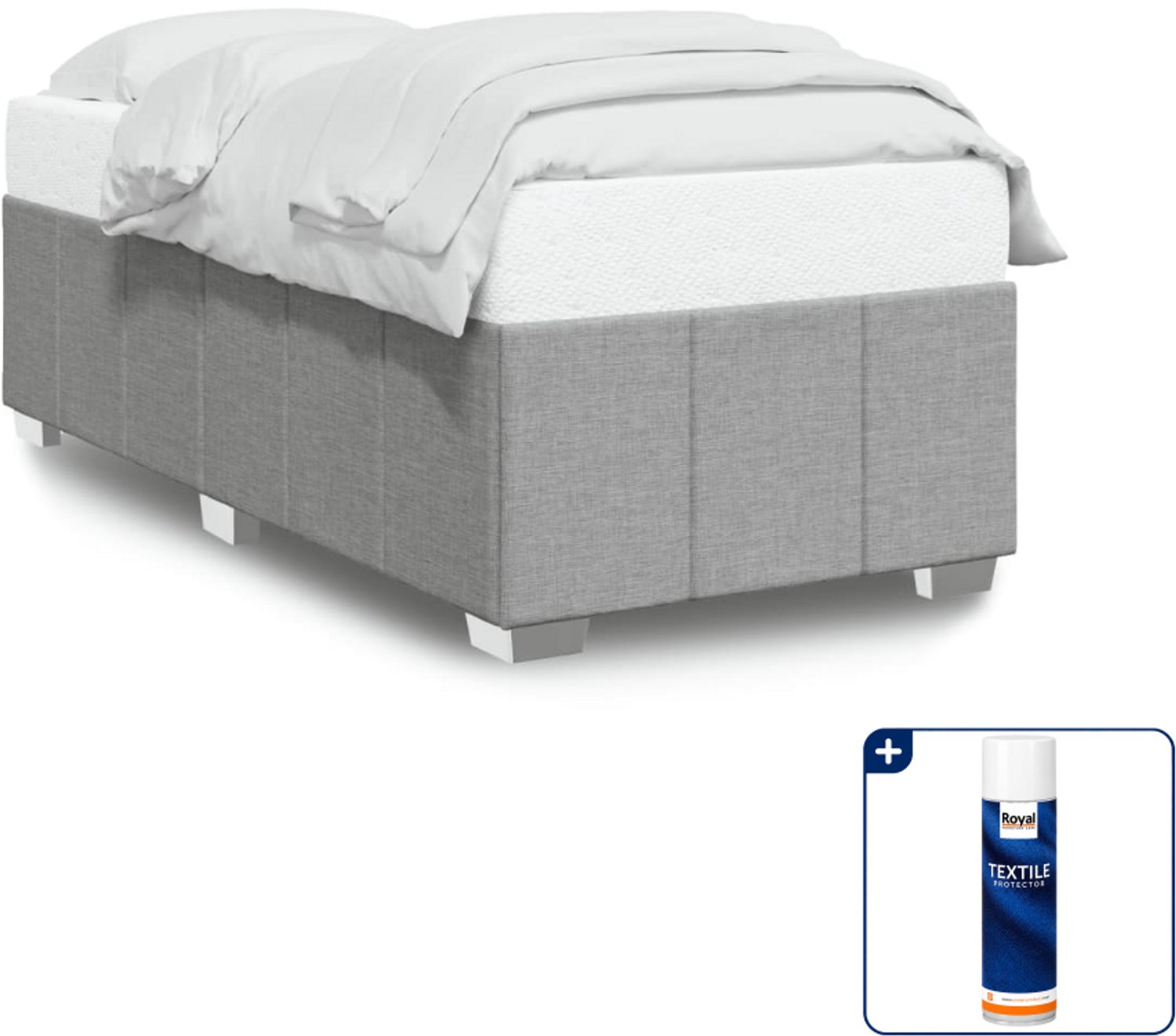 vidaXL Bedframe - 90 x 200 cm - stof - lichtgrijs - Inclusief textielbeschermer 500 ml