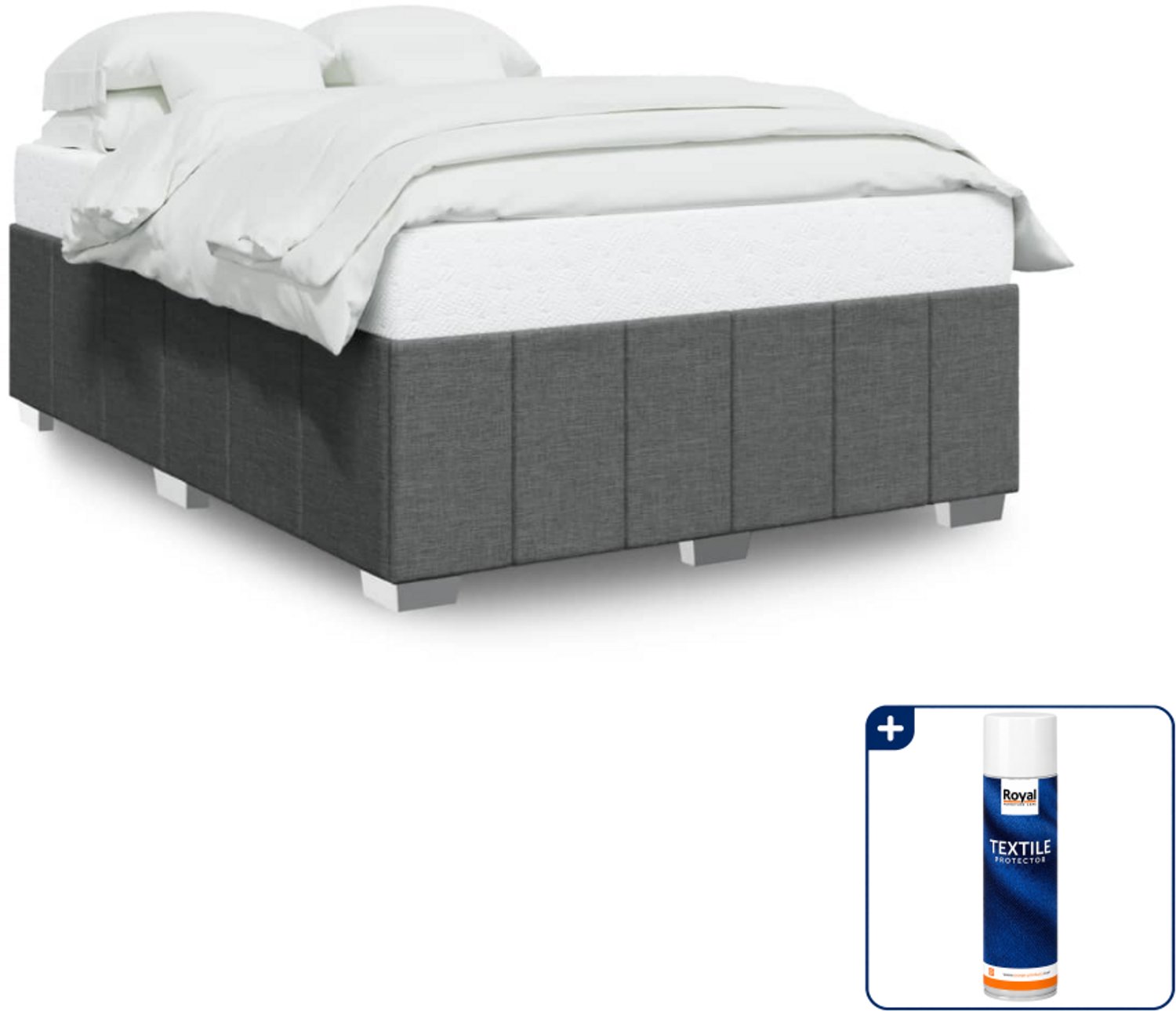 vidaXL bedframe - Queensize - 160 x 200 cm - donkergrijs - Inclusief textielbeschermer 500 ml