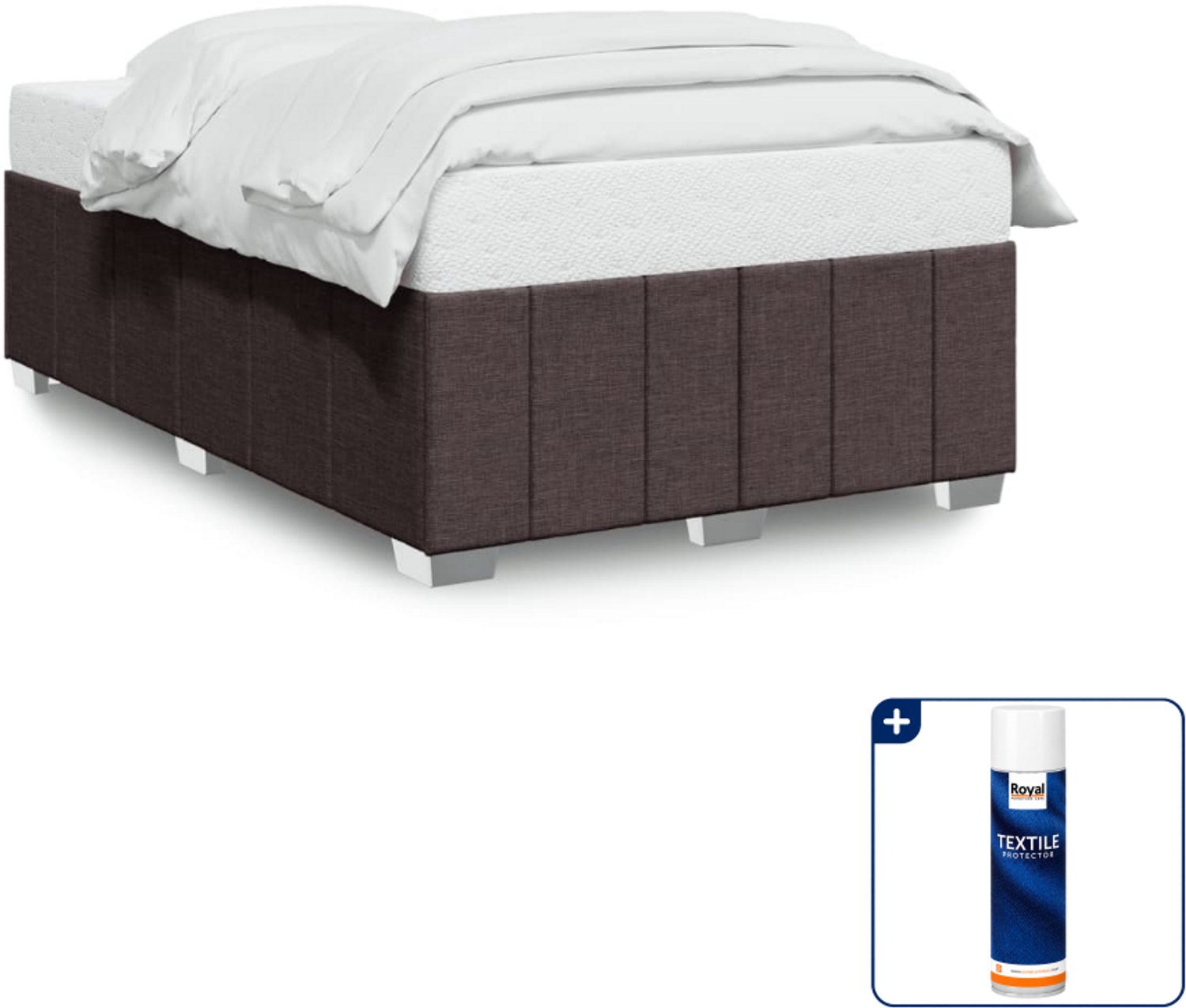 vidaXL Bedframe - 120 x 190 cm - stof - donkerbruin - Inclusief textielbeschermer 500 ml