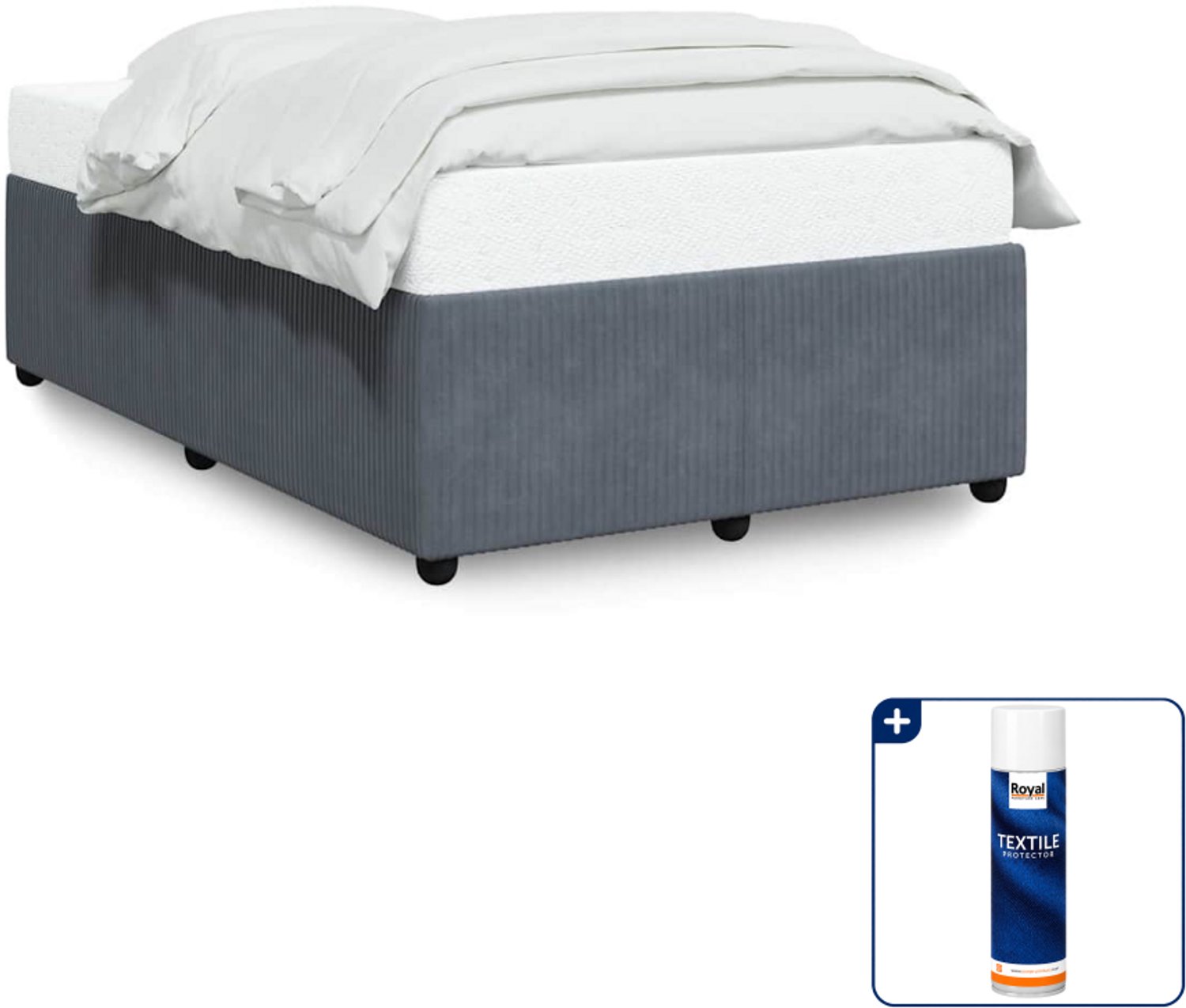 vidaXL bedframe - 120 x 190 cm - fluweel - donkergrijs - Inclusief textielbeschermer 500 ml