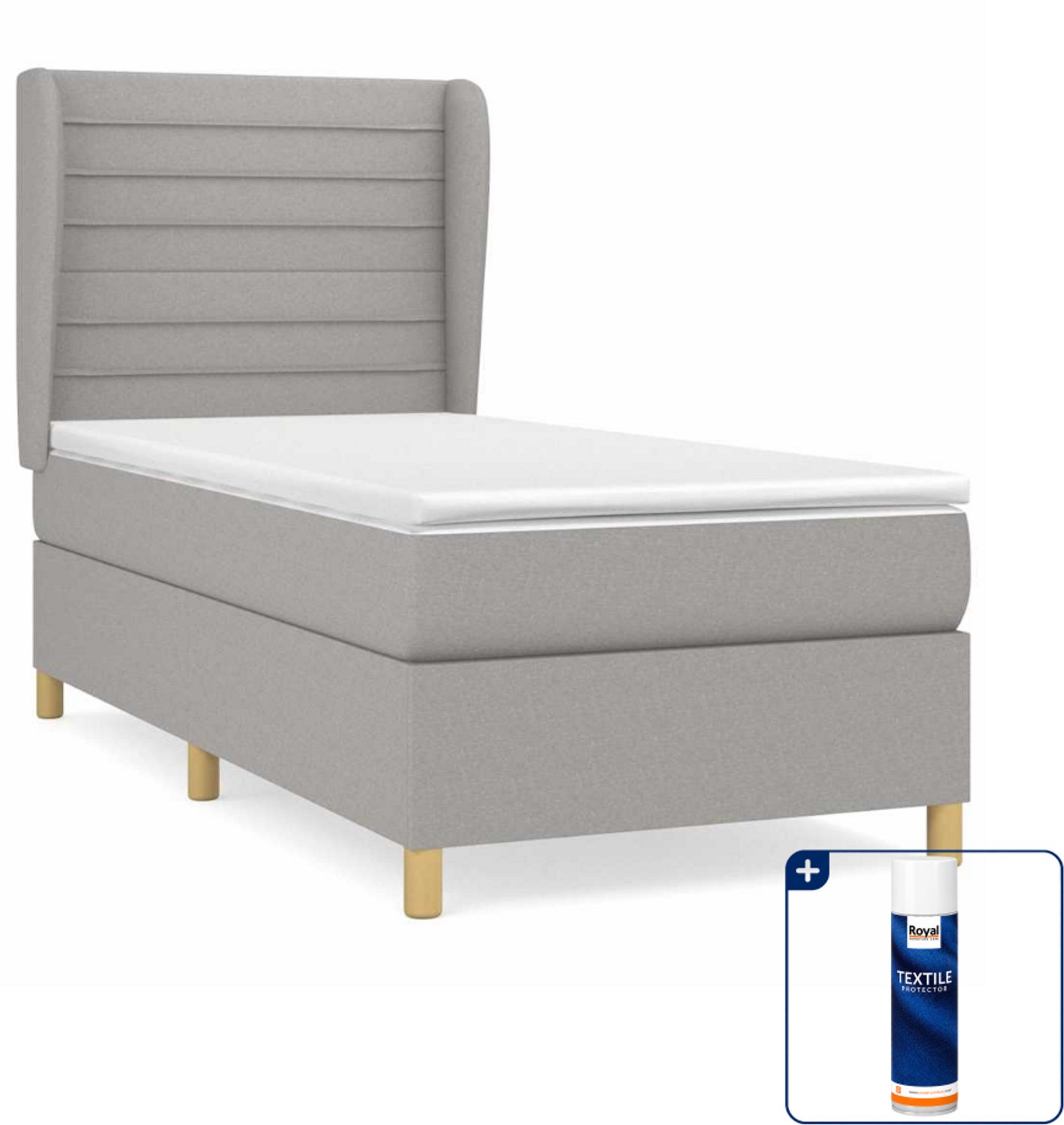 vidaXL boxspring 90 x 200 cm - stof - lichtgrijs - Inclusief textielbeschermer 500 ml