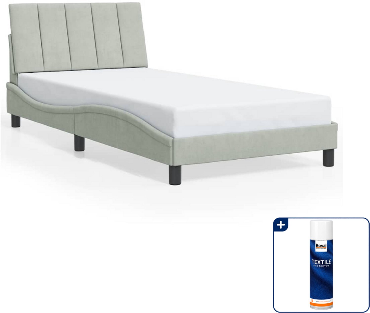vidaXL Bedframe Hanko - 100 x 200 cm - fluweel - lichtgrijs - Inclusief textielbeschermer 500 ml
