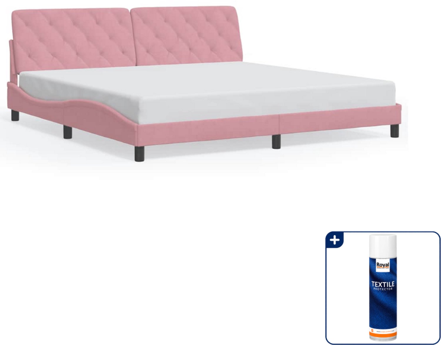 vidaXL bedframe 200 x 200 cm - fluweel - roze - Inclusief textielbeschermer 500 ml