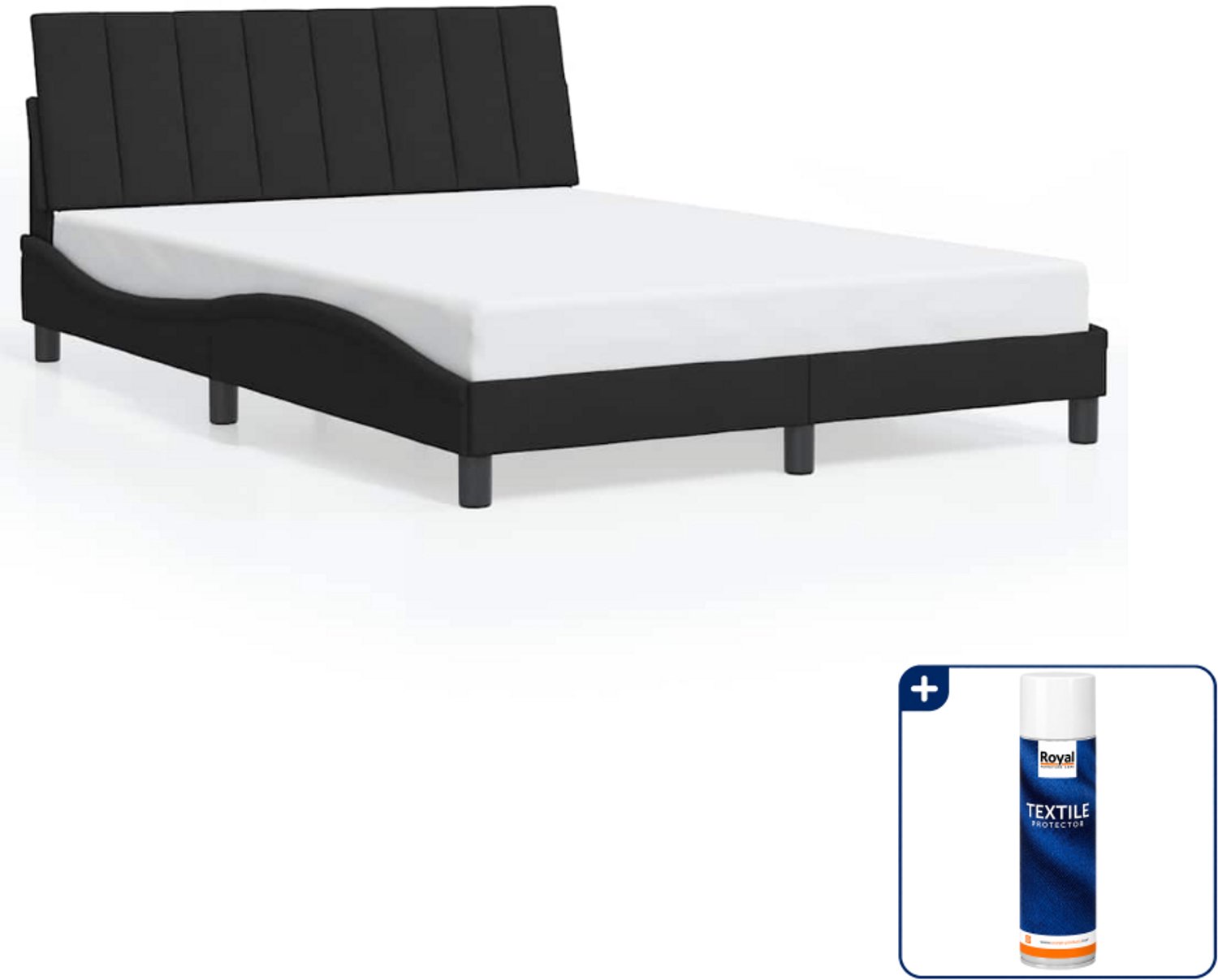 vidaXL bedframe Hanko - 120 x 200 cm - fluweel - zwart - Inclusief textielbeschermer 500 ml Bruin