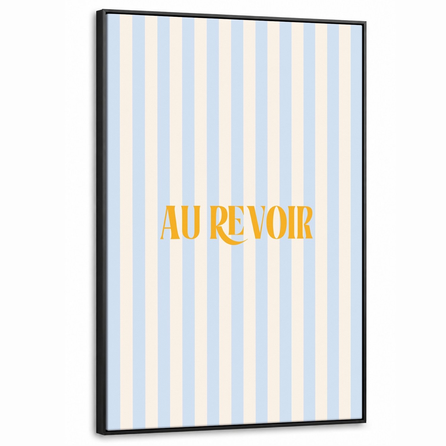 Canvas Schilderij met Baklijst XXL Canvas Schilderij met Baklijst 80x120cm - Oranje - Blauw - Strepen - Au revoir - Muurdecoratie woonkamer - Slaapkamer decoratie - Kamer accessoires - Schilderijen op canvas met lijst groot