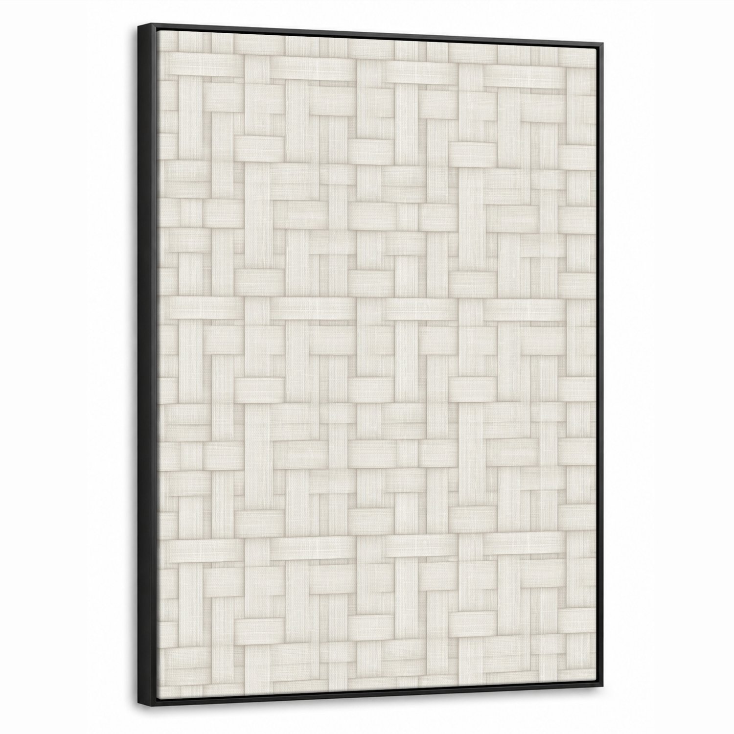 Canvas Schilderij met Baklijst 70x100cm - Vlechtwerk - Banen - Beige - Muurdecoratie woonkamer - Slaapkamer decoratie - Kamer accessoires - Schilderijen op canvas met lijst