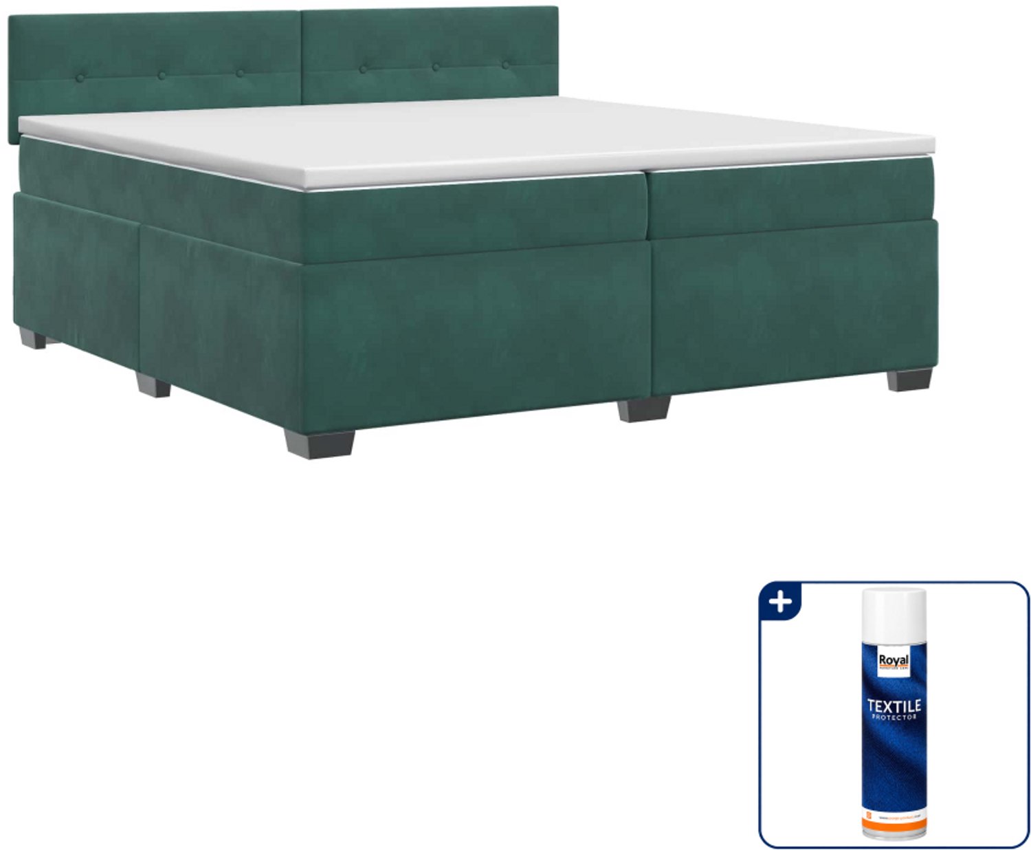 vidaXL boxspringbed - 200 x 200 cm - fluweel - donkergroen - Inclusief textielbeschermer 500 ml
