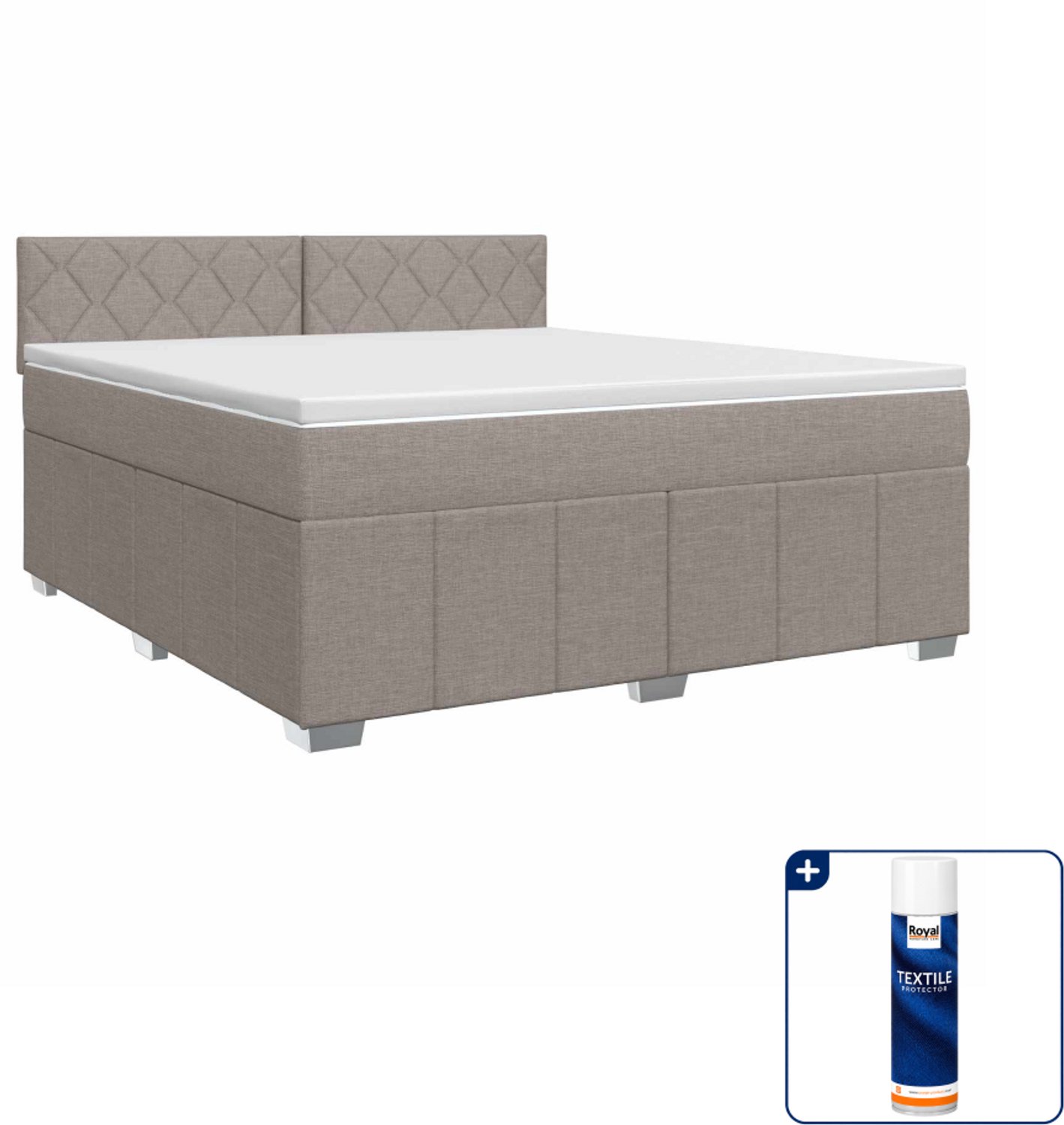 vidaXL boxspringbed 140 x 190 cm - taupe - Inclusief textielbeschermer 500 ml