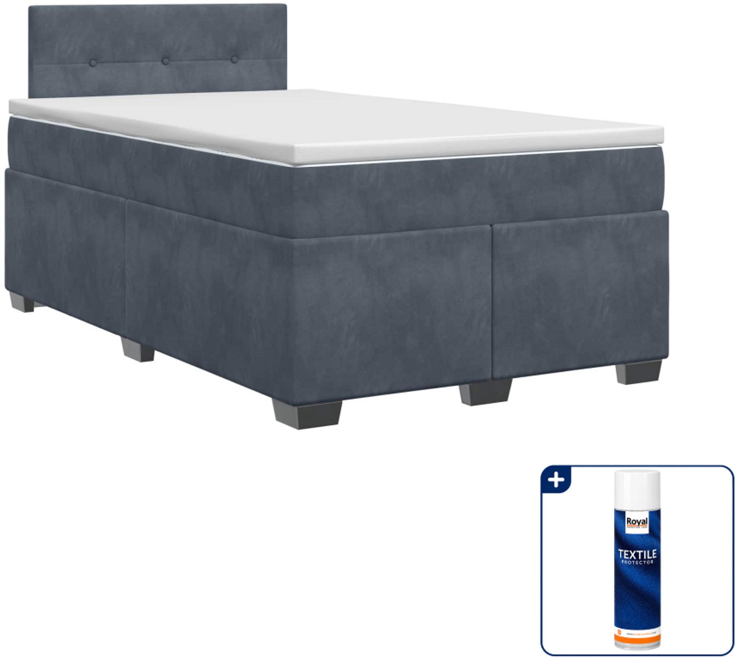 vidaXL boxspringbed met matras - 120 x 200 cm - donkergrijs - Inclusief textielbeschermer 500 ml Donker Grijn
