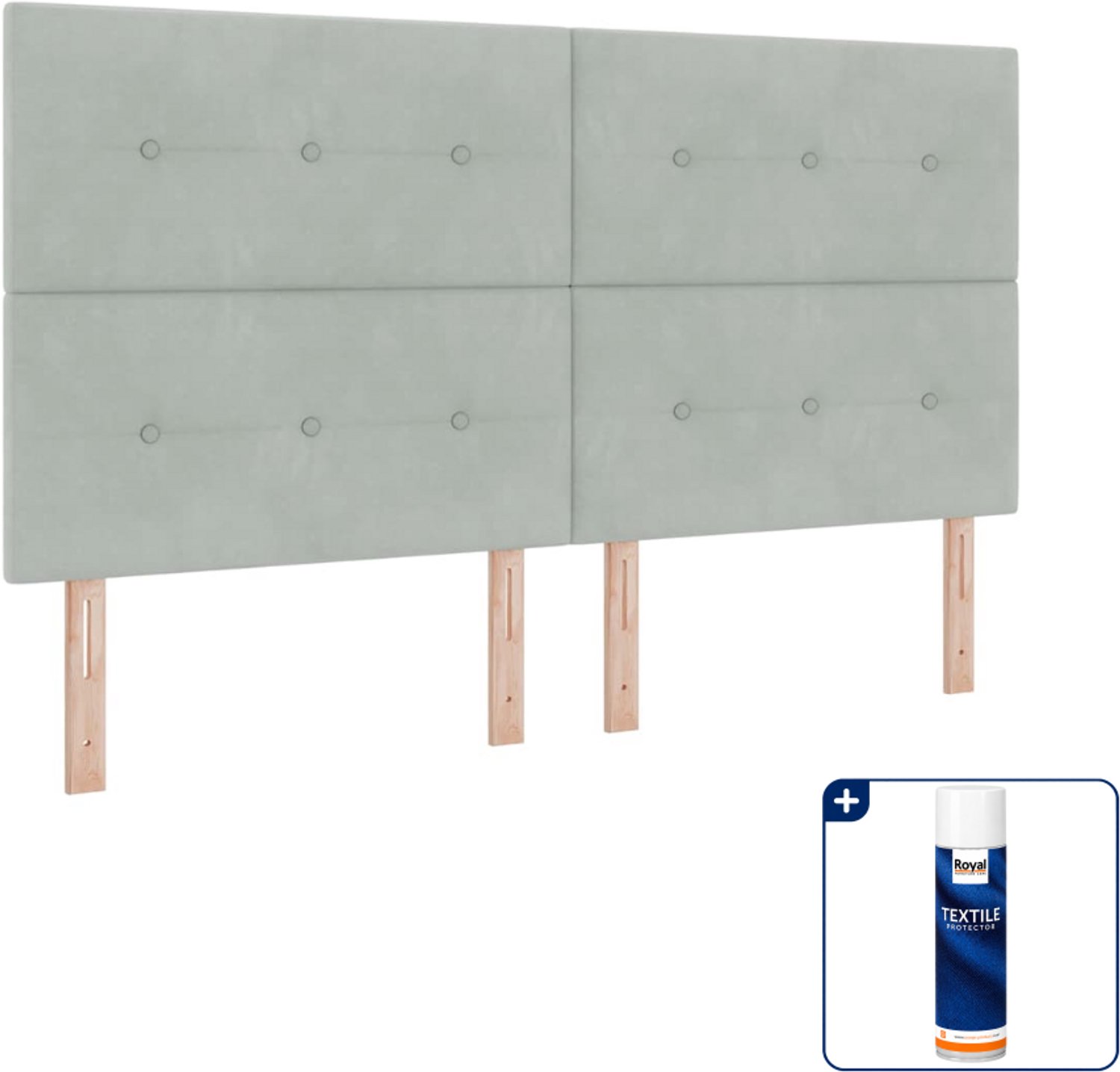 vidaXL led boxspring bed - Kingsize - 180 x 200 cm - lichtgrijs - Inclusief textielbeschermer 500 ml