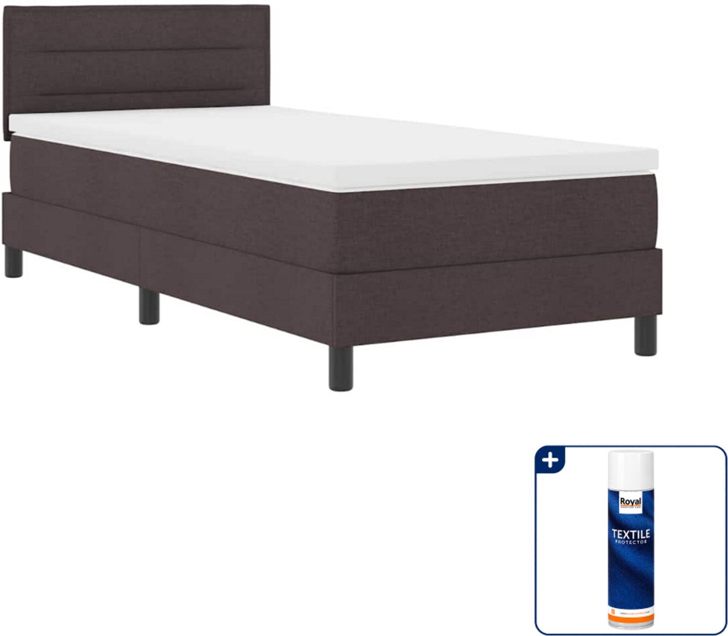 vidaXL boxspring - 90 x 200 cm - donkerbruin - Inclusief textielbeschermer 500 ml