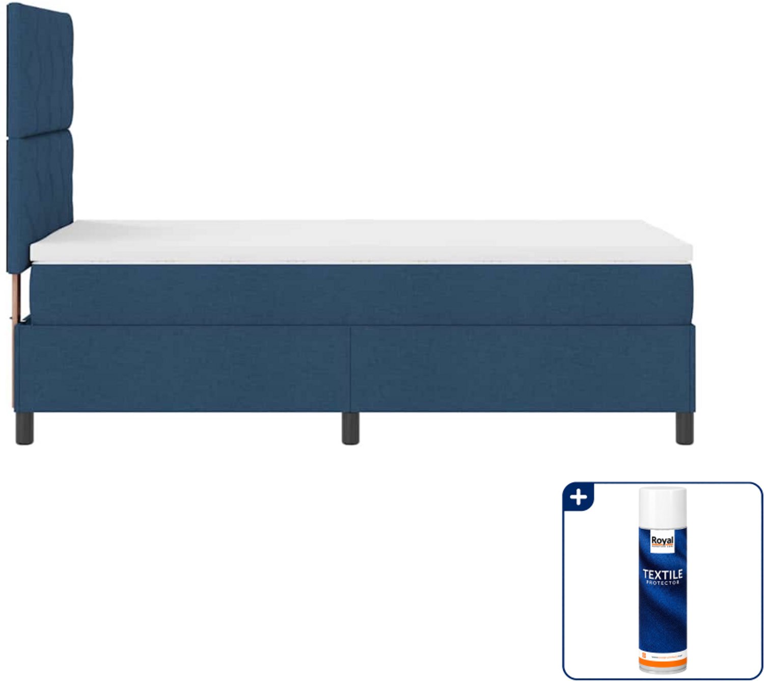 vidaXL boxspringbed - 100 x 200 cm - blauw - stof - Inclusief textielbeschermer 500 ml