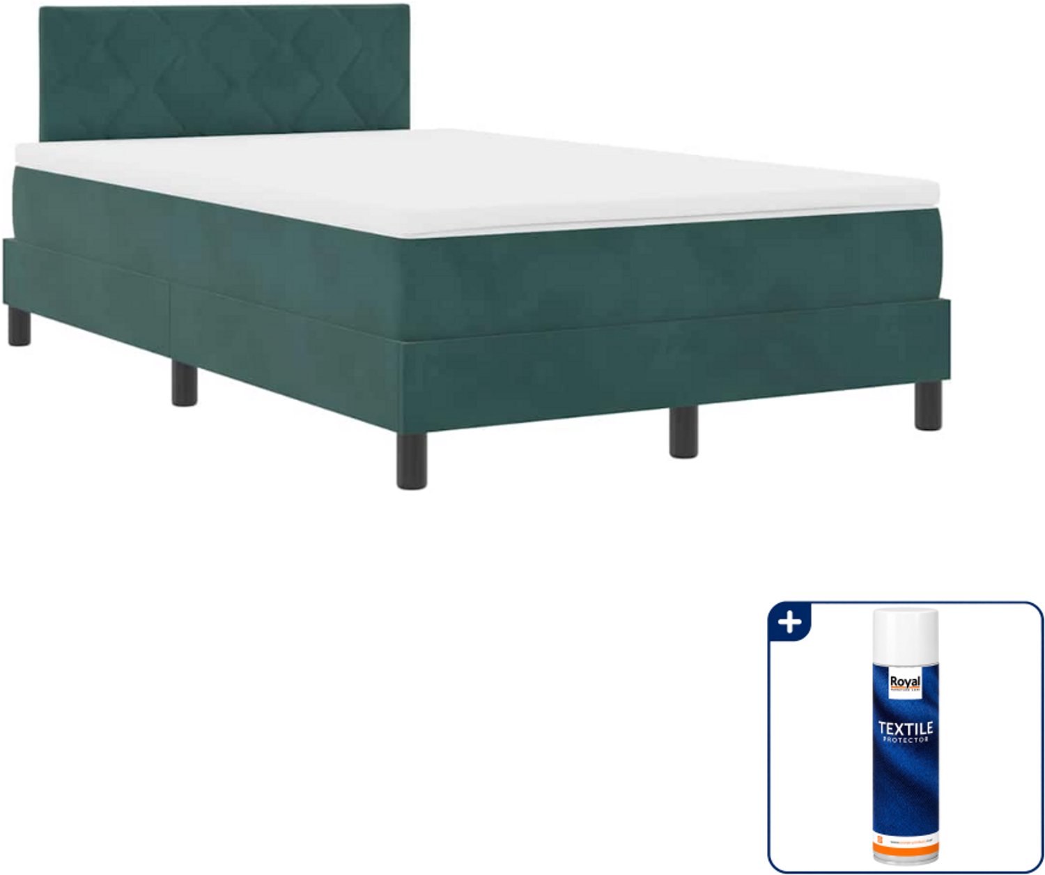 vidaXL led boxspring 120 x 190 cm - fluweel - donkergroen - Inclusief textielbeschermer 500 ml