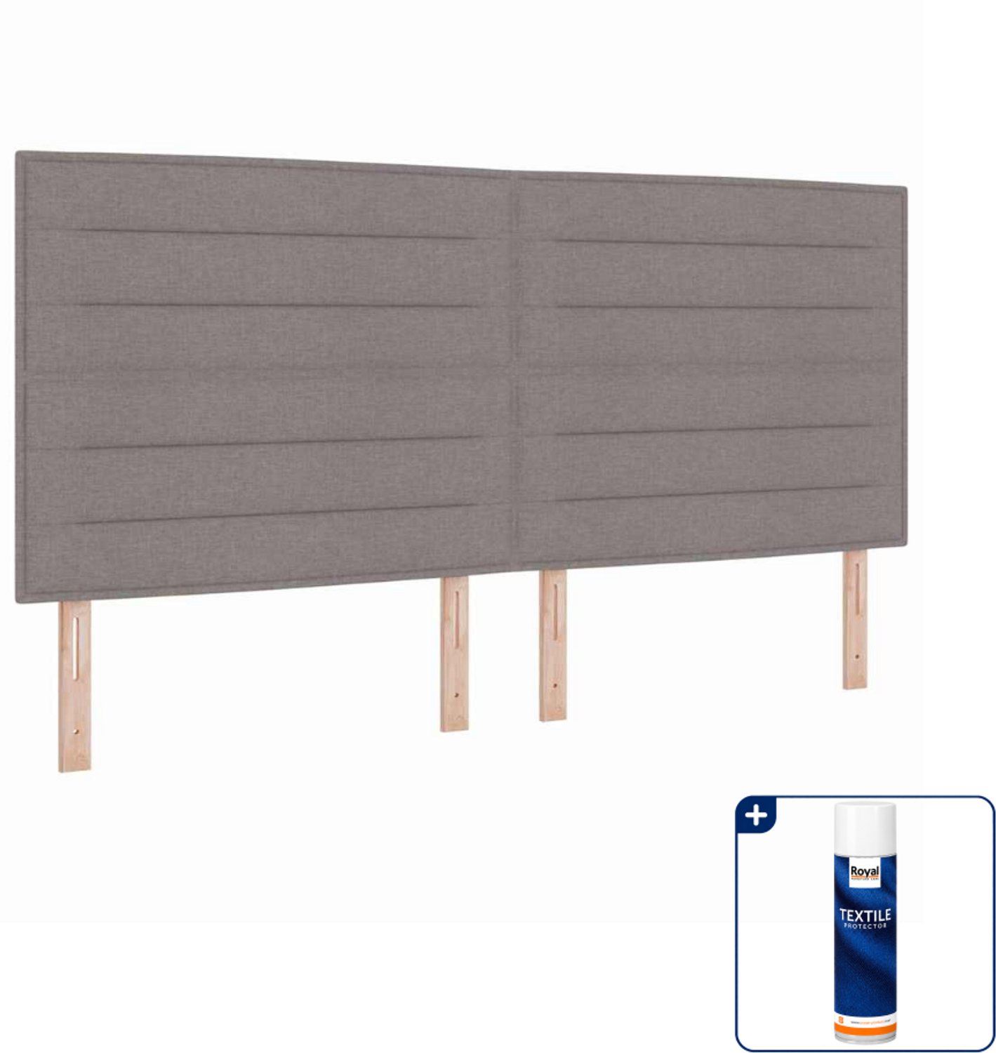 vidaXL LED boxspringbed - Super kingsize - 200 x 200 cm - Taupe - Inclusief textielbeschermer 500 ml