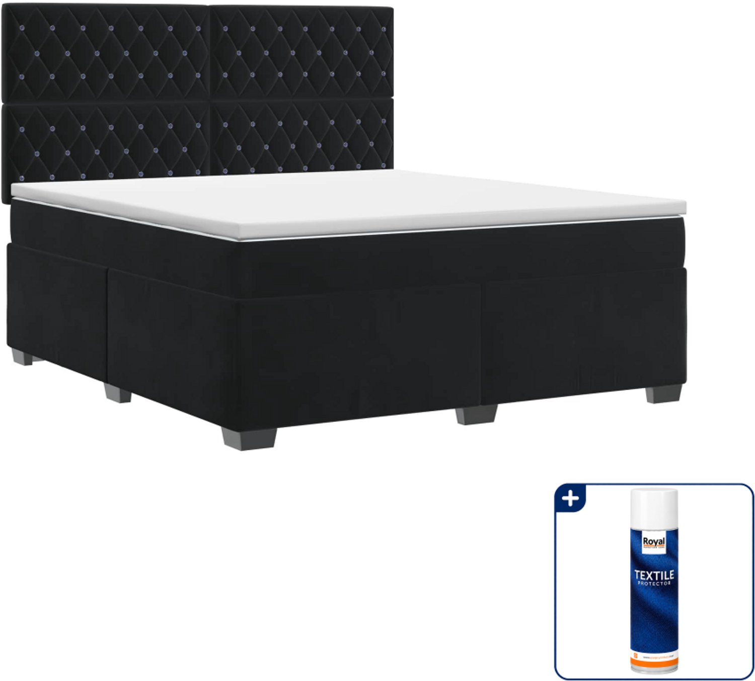 vidaXL boxspringbed - Small double 140 x 200 cm - zwart - Inclusief textielbeschermer 500 ml