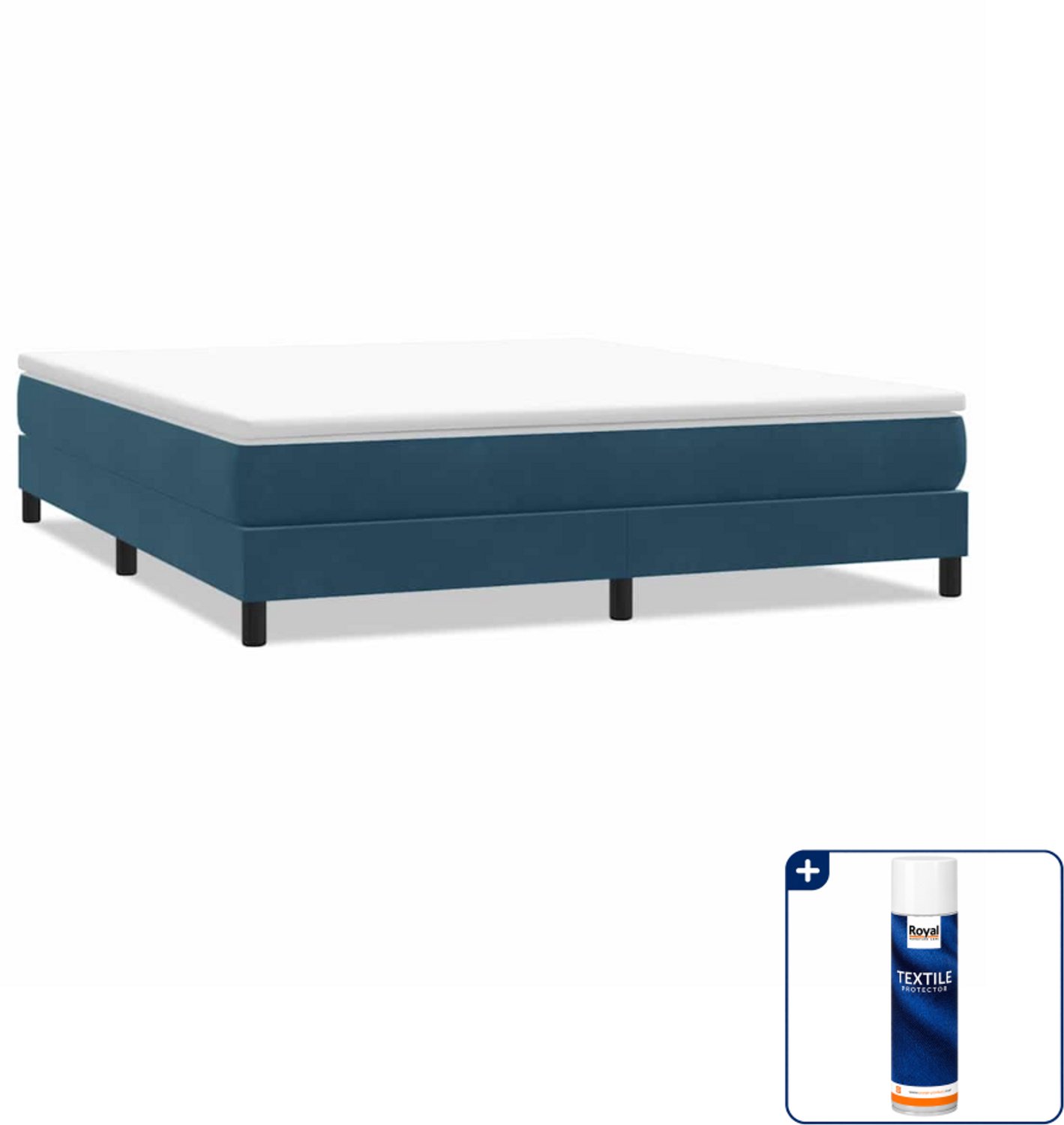 vidaXL Boxspring Kingsize - 180 x 210 cm - fluweel - donkerblauw - Inclusief textielbeschermer 500 ml