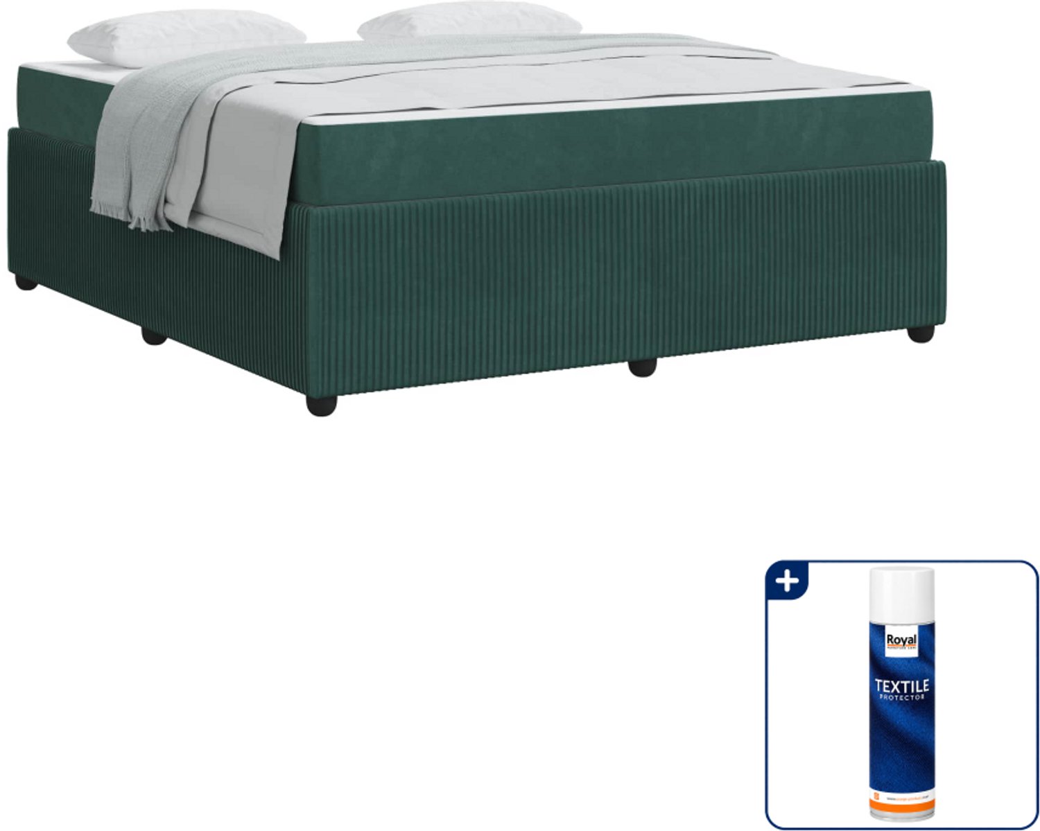 vidaXL Bed Kingsize - 180 x 200 cm - donkergroen - Inclusief textielbeschermer 500 ml