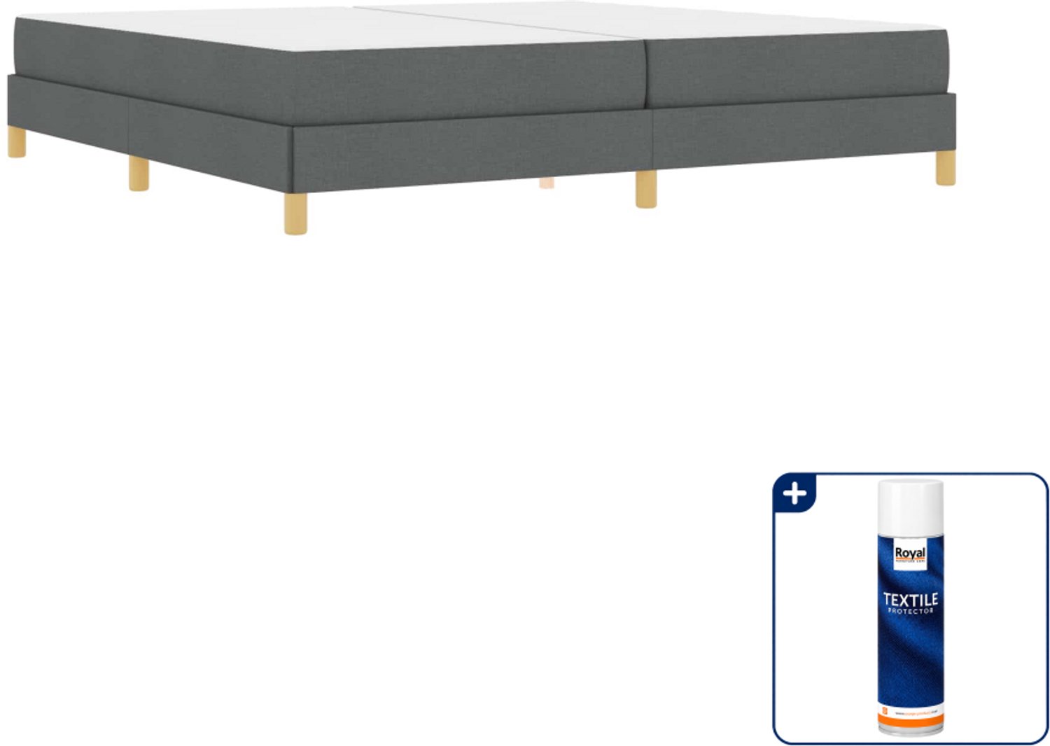 vidaXL Boxspringbed met matras - 200 x 200 cm - stof - donkergrijs - Inclusief textielbeschermer 500 ml