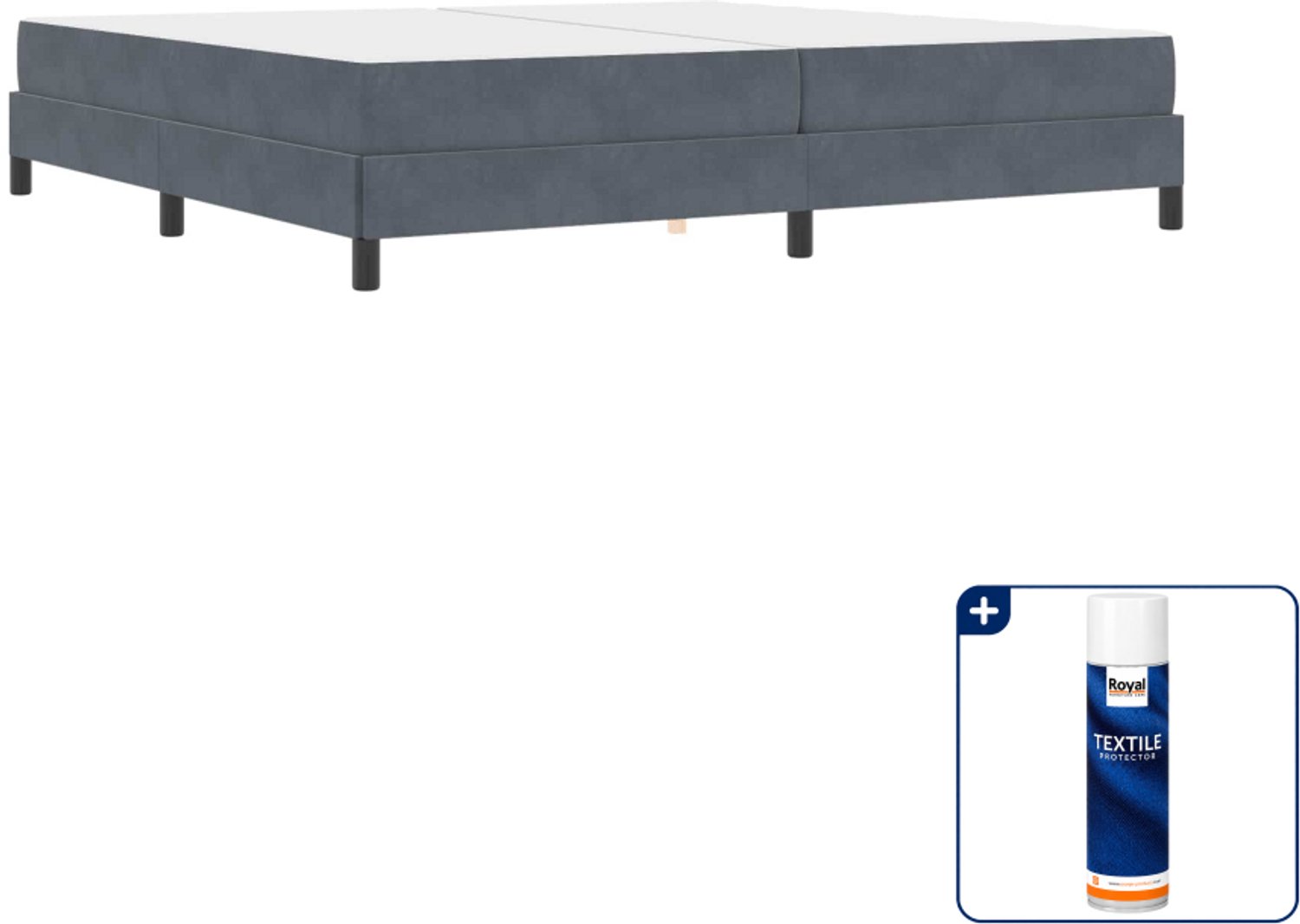 vidaXL boxspringbed met matras - 200 x 200 cm - stof - donkergrijs - Inclusief textielbeschermer 500 ml
