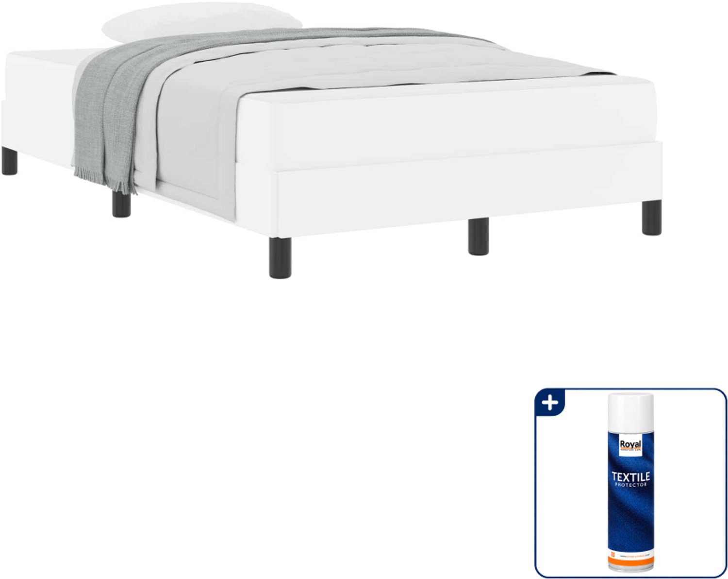 vidaXL bed met matras - 120 x 200 cm - stof - puur wit - Inclusief textielbeschermer 500 ml Bruin