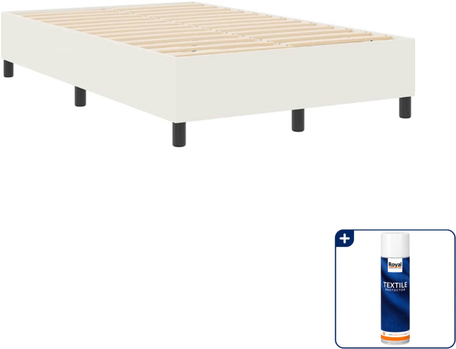 vidaXL platform bedframe - 120 x 200 cm - crème - Inclusief textielbeschermer 500 ml