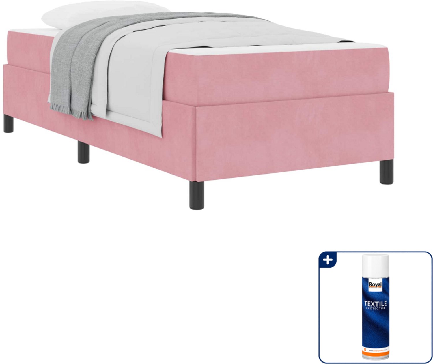 vidaXL bed met matras - 100 x 200 cm - roze - Inclusief textielbeschermer 500 ml Bruin