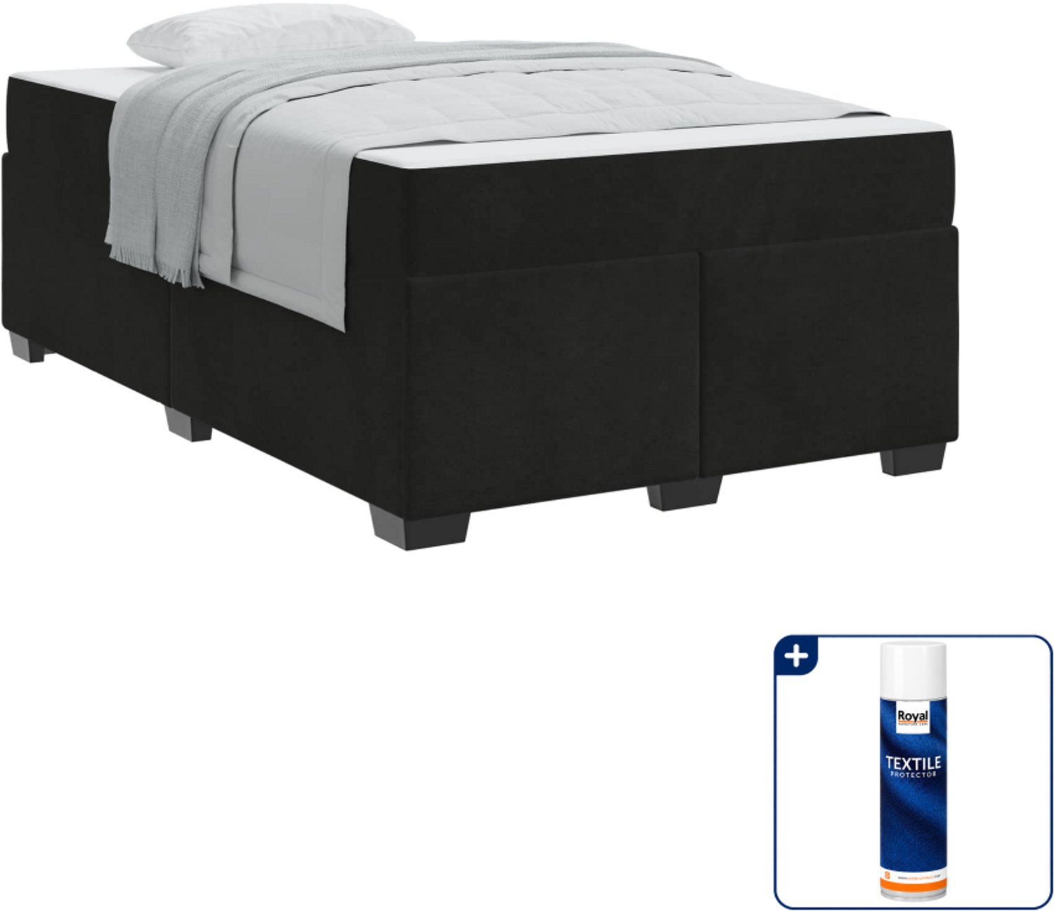vidaXL bed met matras 120 x 190 cm - stof - zwart - Inclusief textielbeschermer 500 ml