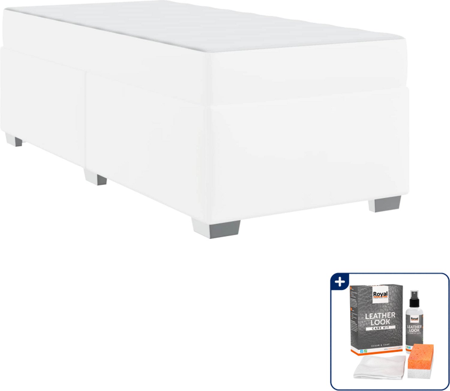 vidaXL bed met matras - 100 x 200 cm - wit - Inclusief onderhoudsset voor kunstleer 150 ml