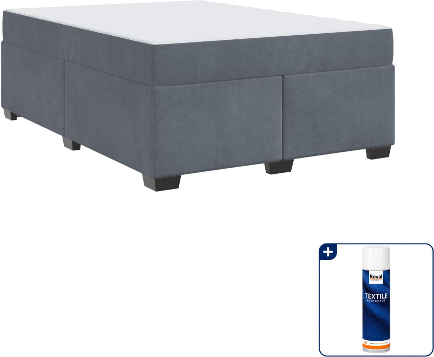 vidaXL Bed met matras - Queensize - 160 x 200 cm - donkergrijs - Inclusief textielbeschermer 500 ml