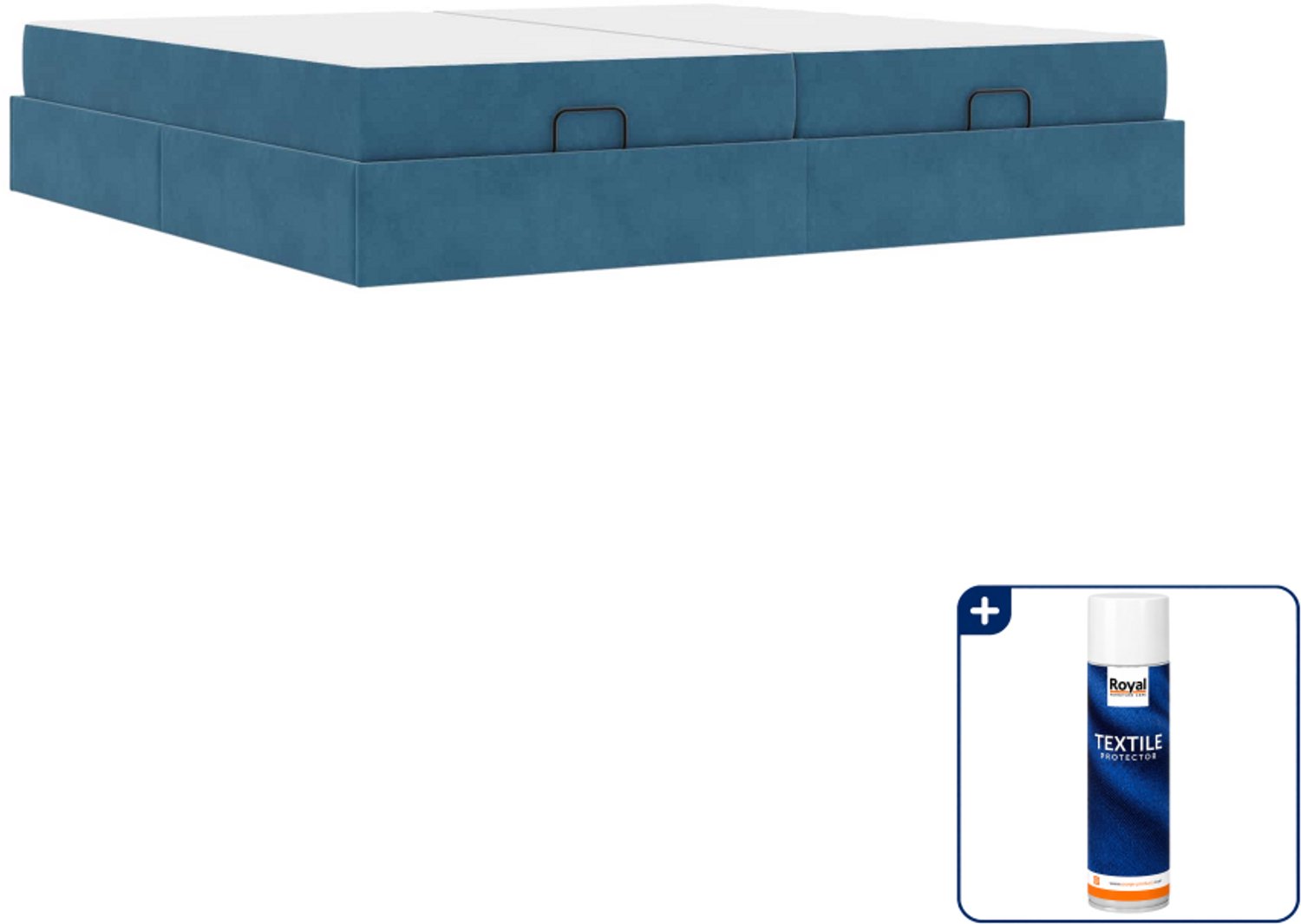 vidaXL bedframe met 2 matrassen - super kingsize - 200 x 200 cm - blauw - Inclusief textielbeschermer 500 ml Wit