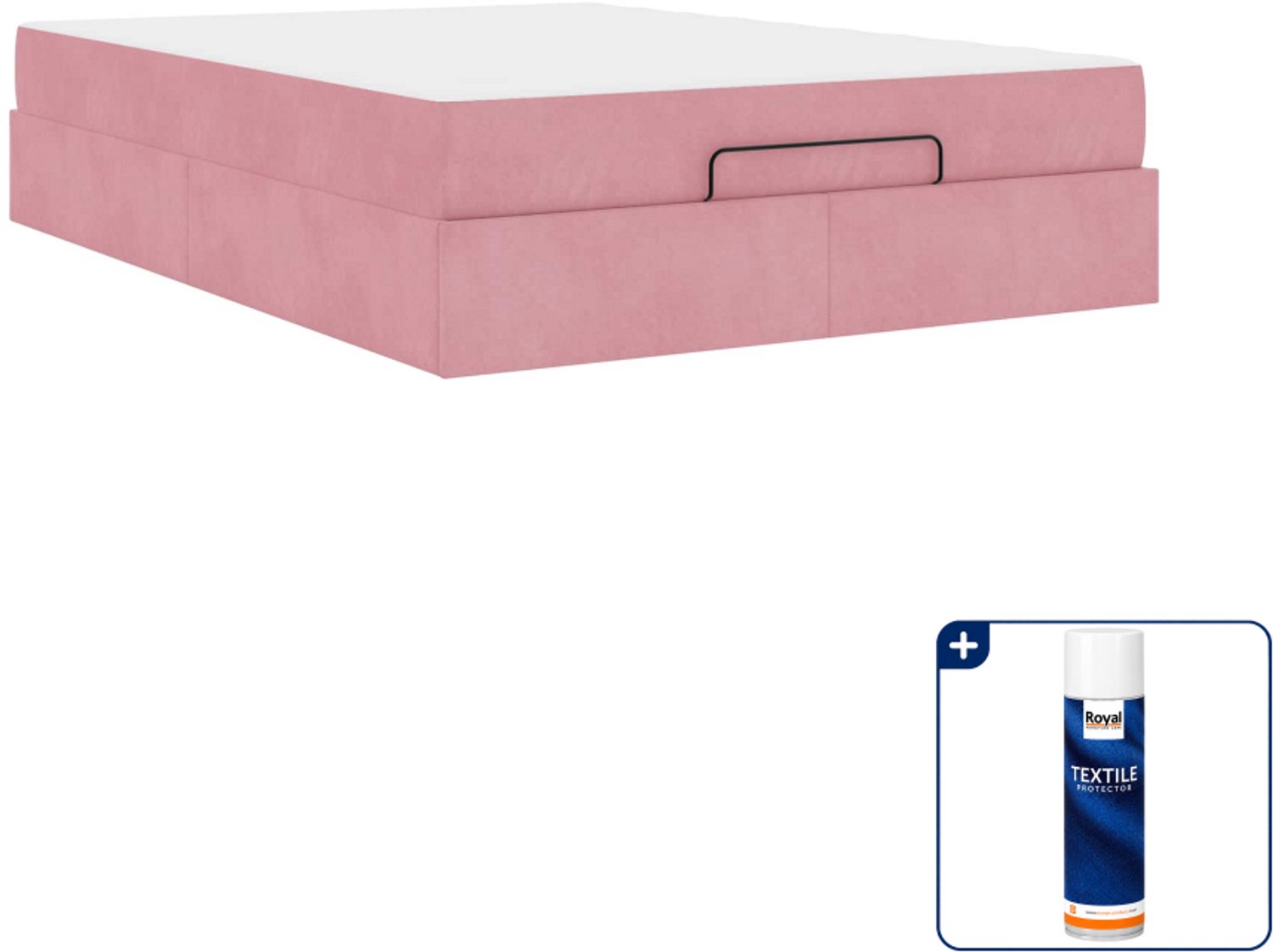 vidaXL bed met matras - small double - 140 x 200 cm - roze - Inclusief textielbeschermer 500 ml Grijs