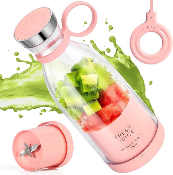 Draagbare blender - 350 ml - USB oplaadbaar - Roze — afbeelding 2