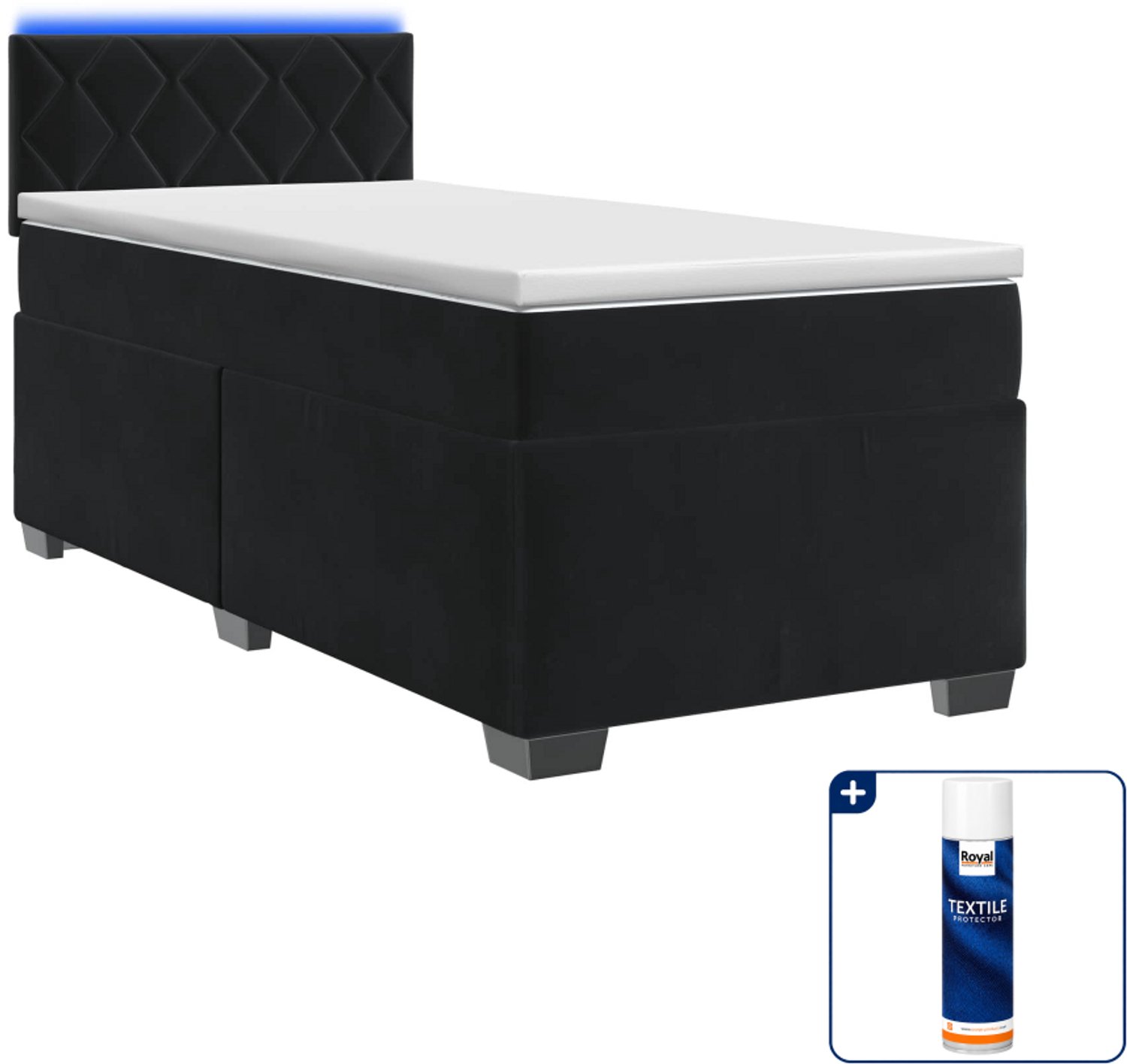 vidaXL boxspring bed met matras en LED - 100 x 200 cm - zwart - Inclusief textielbeschermer 500 ml