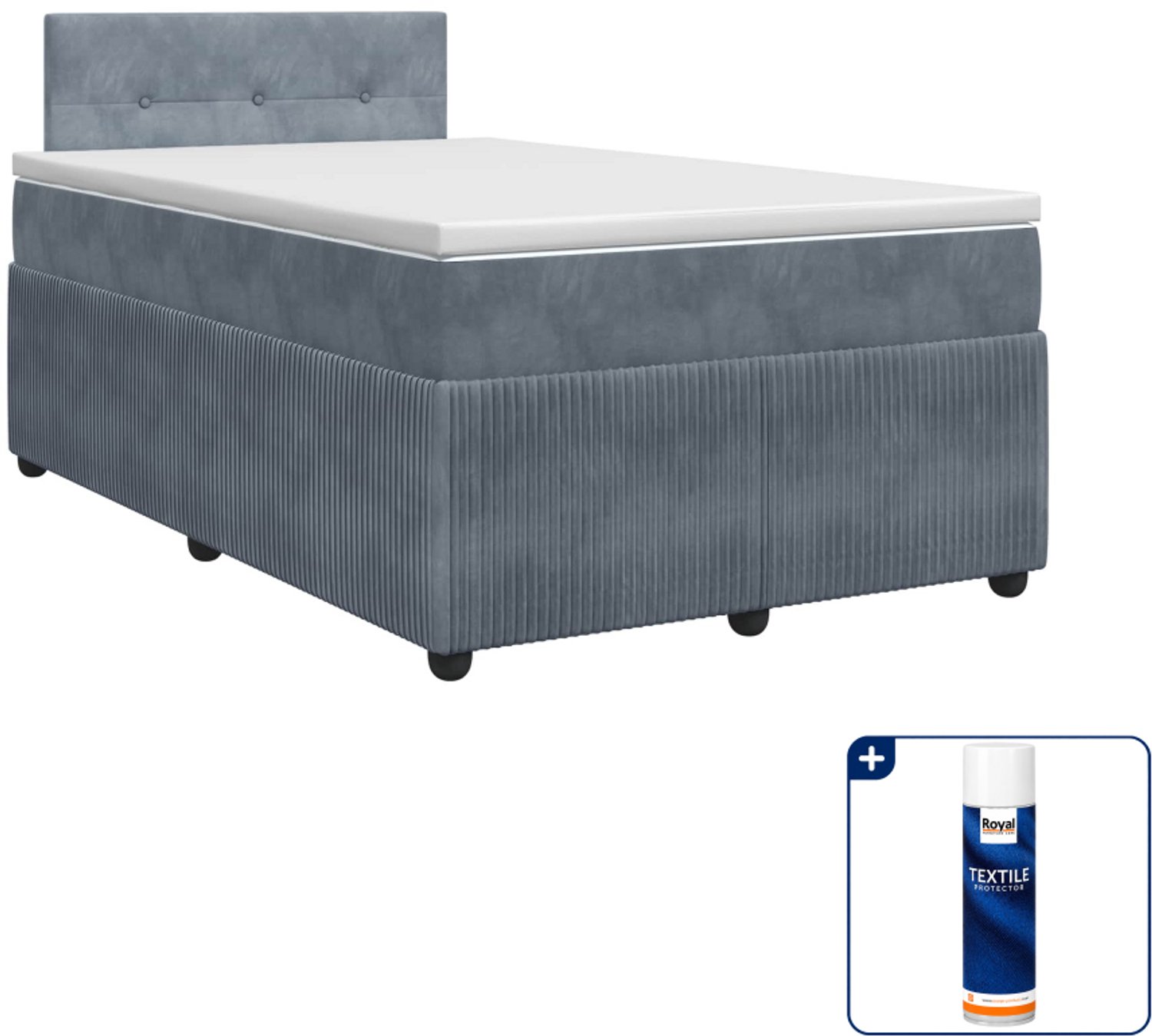 vidaXL boxspringbed met matras - 120 x 200 cm - fluweel - donkergrijs - Inclusief textielbeschermer 500 ml Donker Grijn