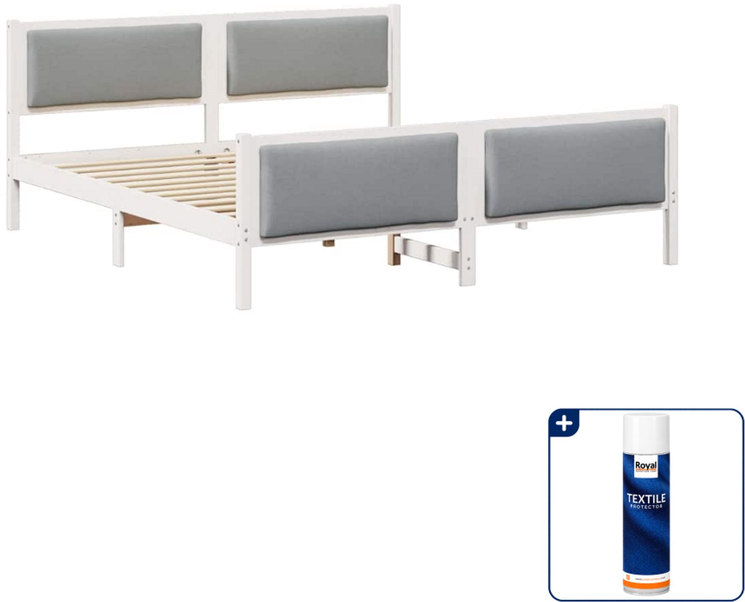 vidaXL Bedframe - Kingsize - 180 x 200 cm - lichtgrijs - Inclusief textielbeschermer 500 ml Zwart