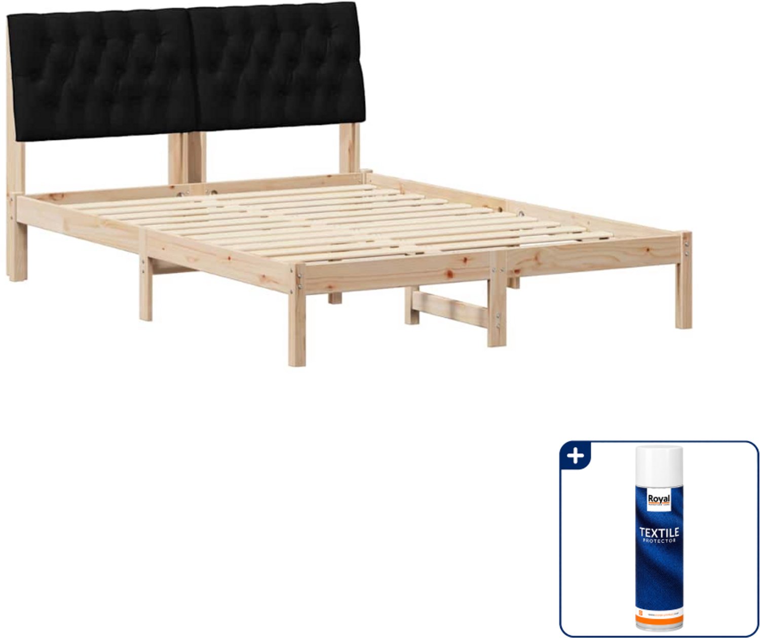 vidaXL bedframe - 150 x 200 cm - massief grenenhout - bruin - Inclusief textielbeschermer 500 ml