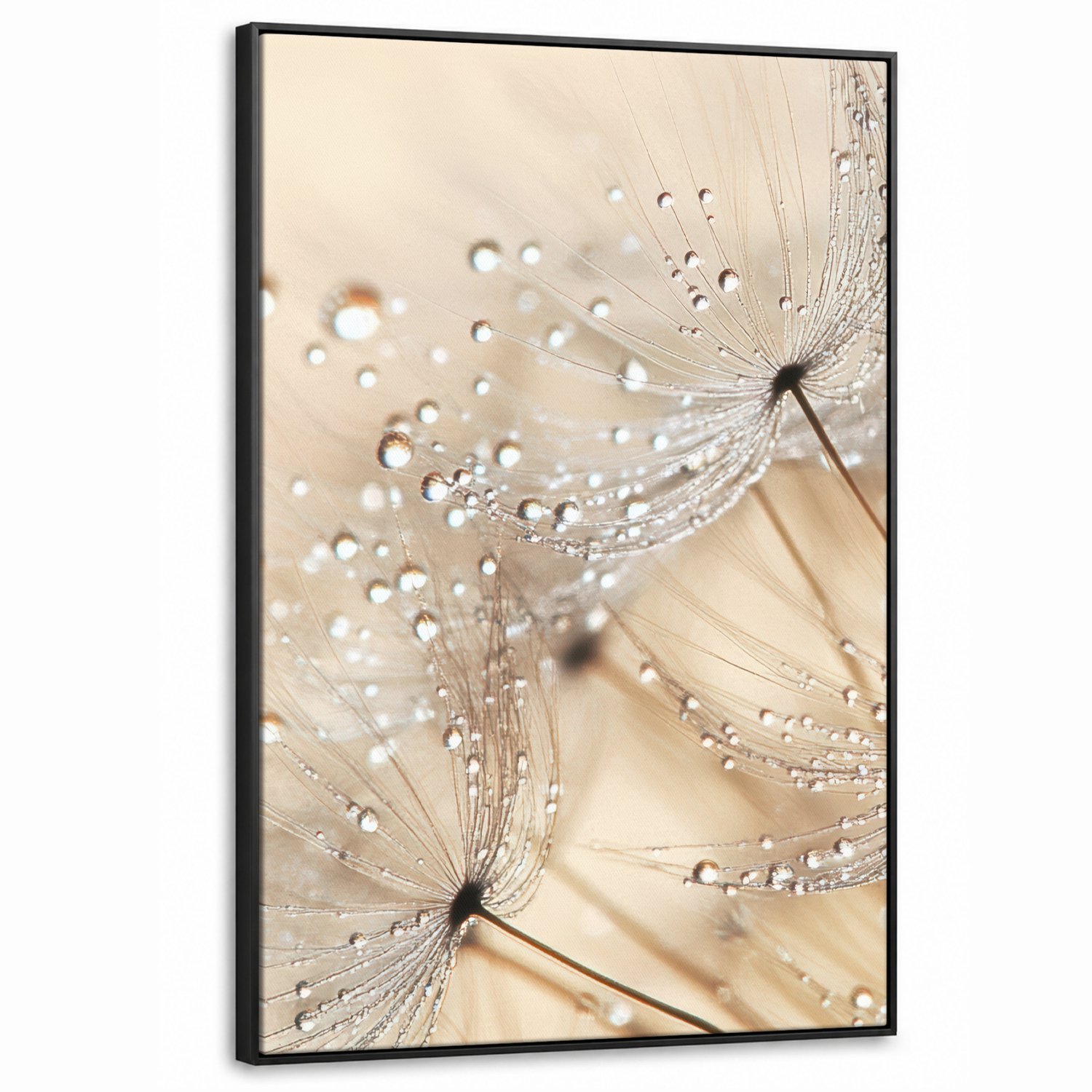 Canvas Schilderij met Baklijst XXL Canvas Schilderij met Baklijst 90x140cm - Paardenbloem - Abstract - Natuur - Beige - Muurdecoratie woonkamer - Slaapkamer decoratie - Kamer accessoires - Schilderijen op canvas met lijst groot