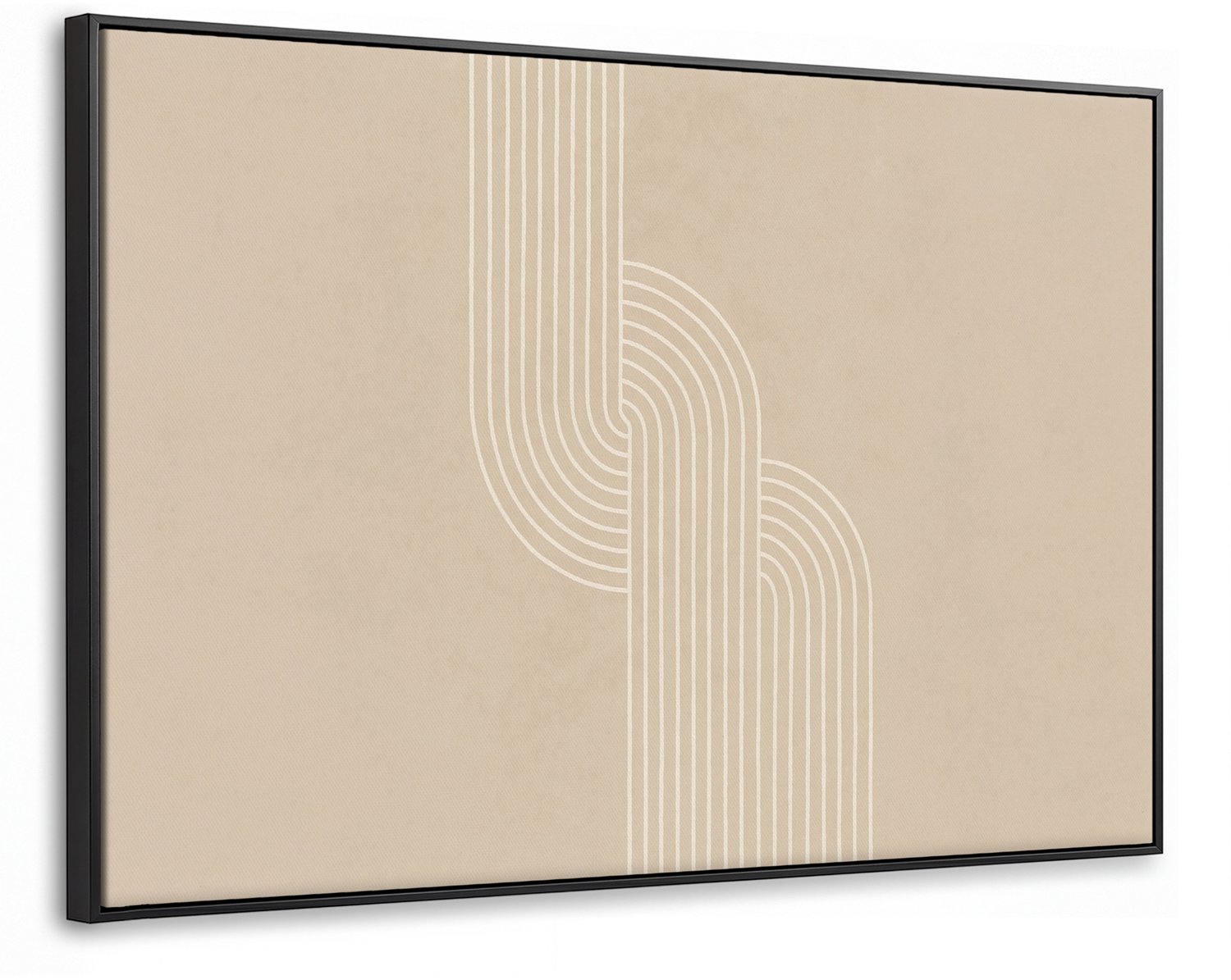 Canvas Schilderij met Baklijst XXL Canvas Schilderij met Baklijst 140x90cm - Parallelle lijnen - Lichte textuur - Beige - Muurdecoratie woonkamer - Slaapkamer decoratie - Kamer accessoires - Schilderijen op canvas met lijst groot