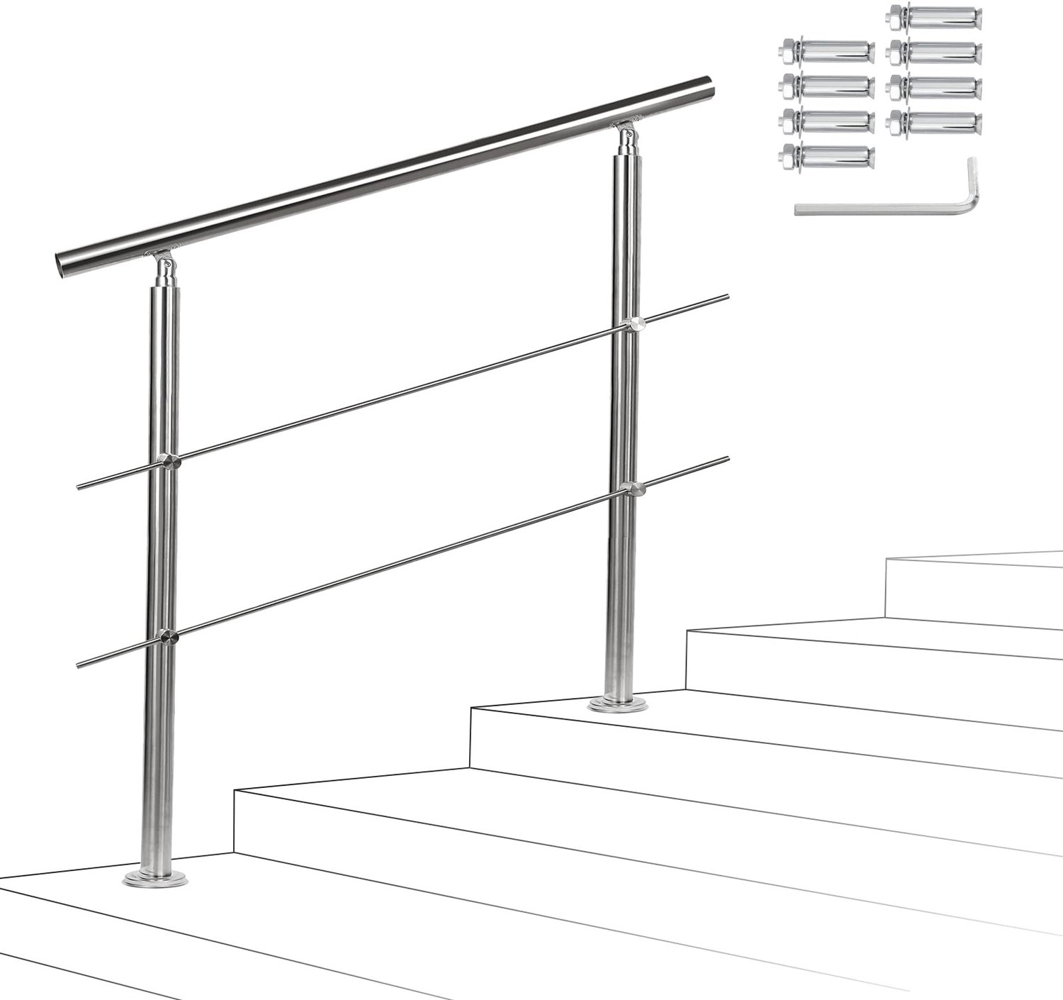 Aluminium Trapleuning met Dwarsbalken 160 cm