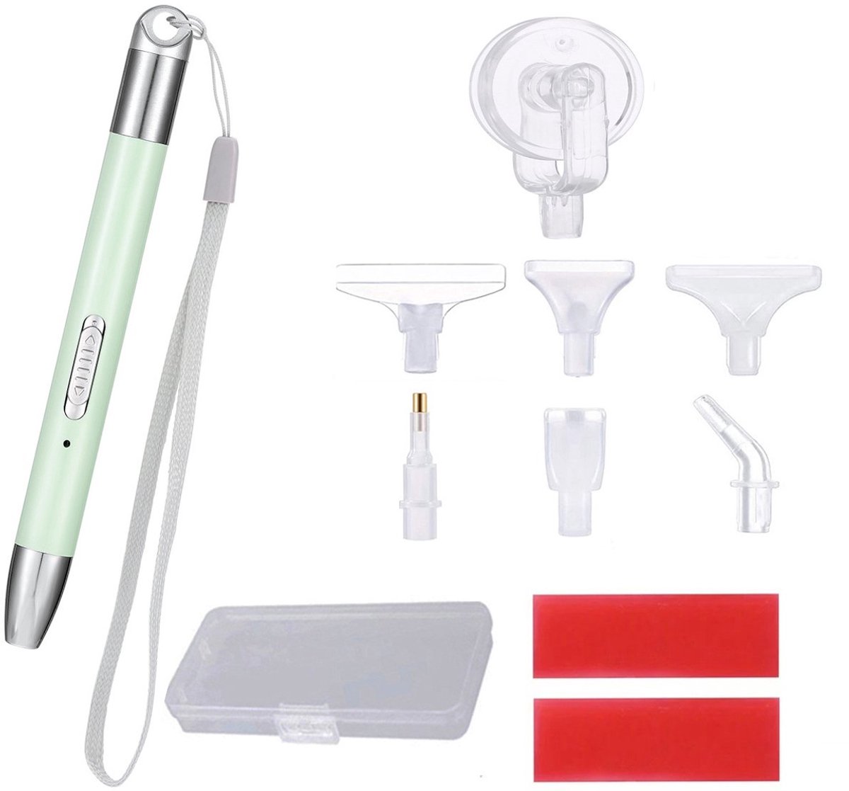 casalora - Diamond Painting Pen - Inclusief opbergdoosje en 6 opzetstukjes - USB aansluiting - 2 soorten licht - Geen Elektrische Pen - Geschikt voor doe-het-zelf nagelkunsttechnieken - Groen