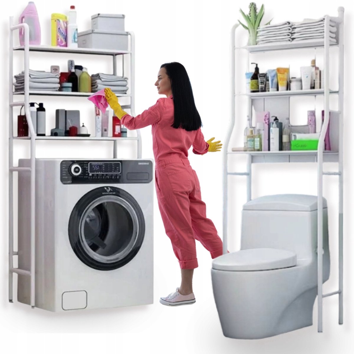More&Deco - Badkamer Plank - Over Toilet of Wasmachine - Metaal - 154cm Hoog