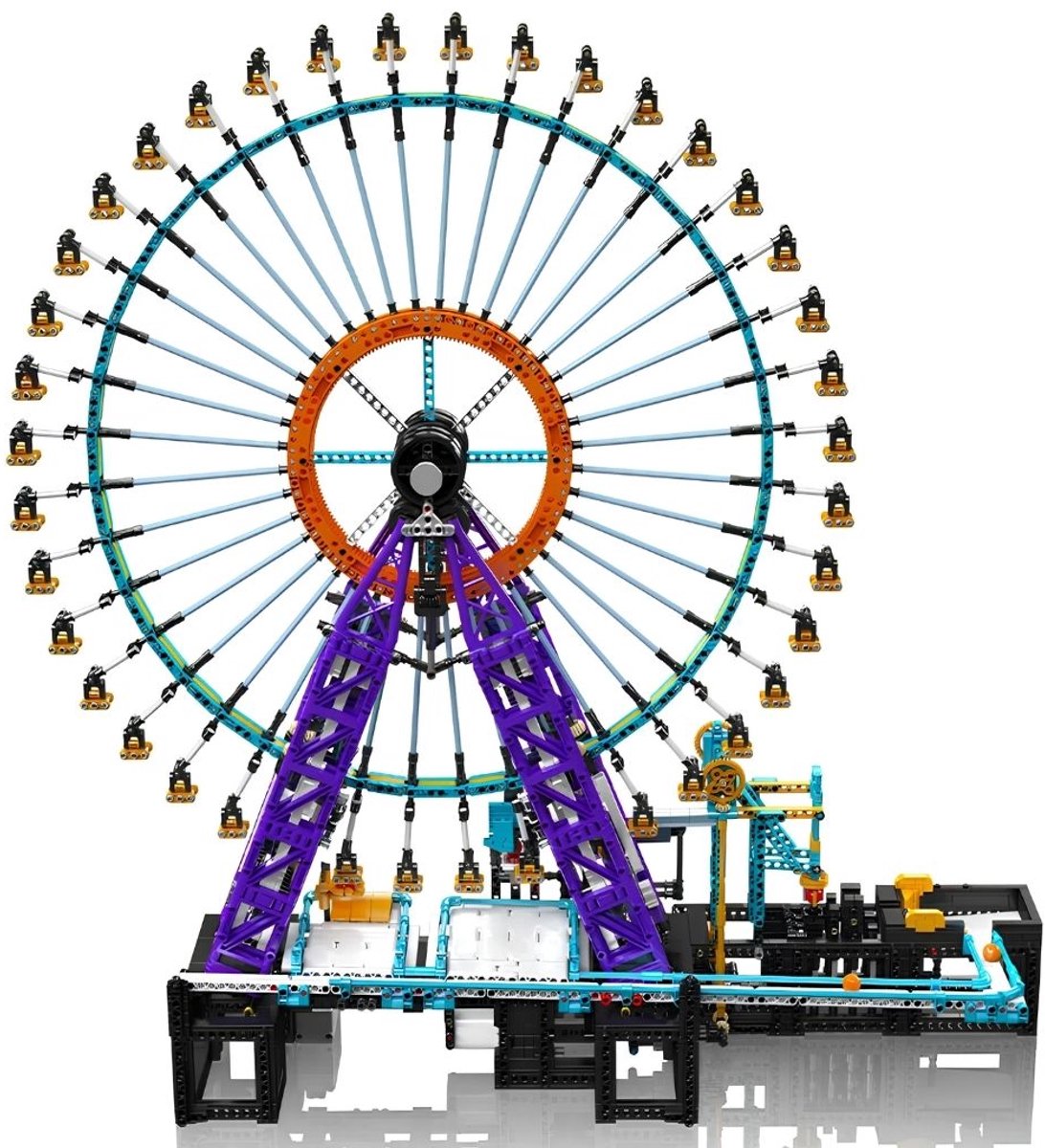 Mould King 26018 Knikkerbaan Reuzenrad XXL mega bouwset | Classic Creator Modular Building | Expert Architecture Pretpark Modelbouw | Technisch educatief speelgoed voor volwassenen & kinderen | motor niet geschikt voor Lego | bouwdoos met 4402 bloks