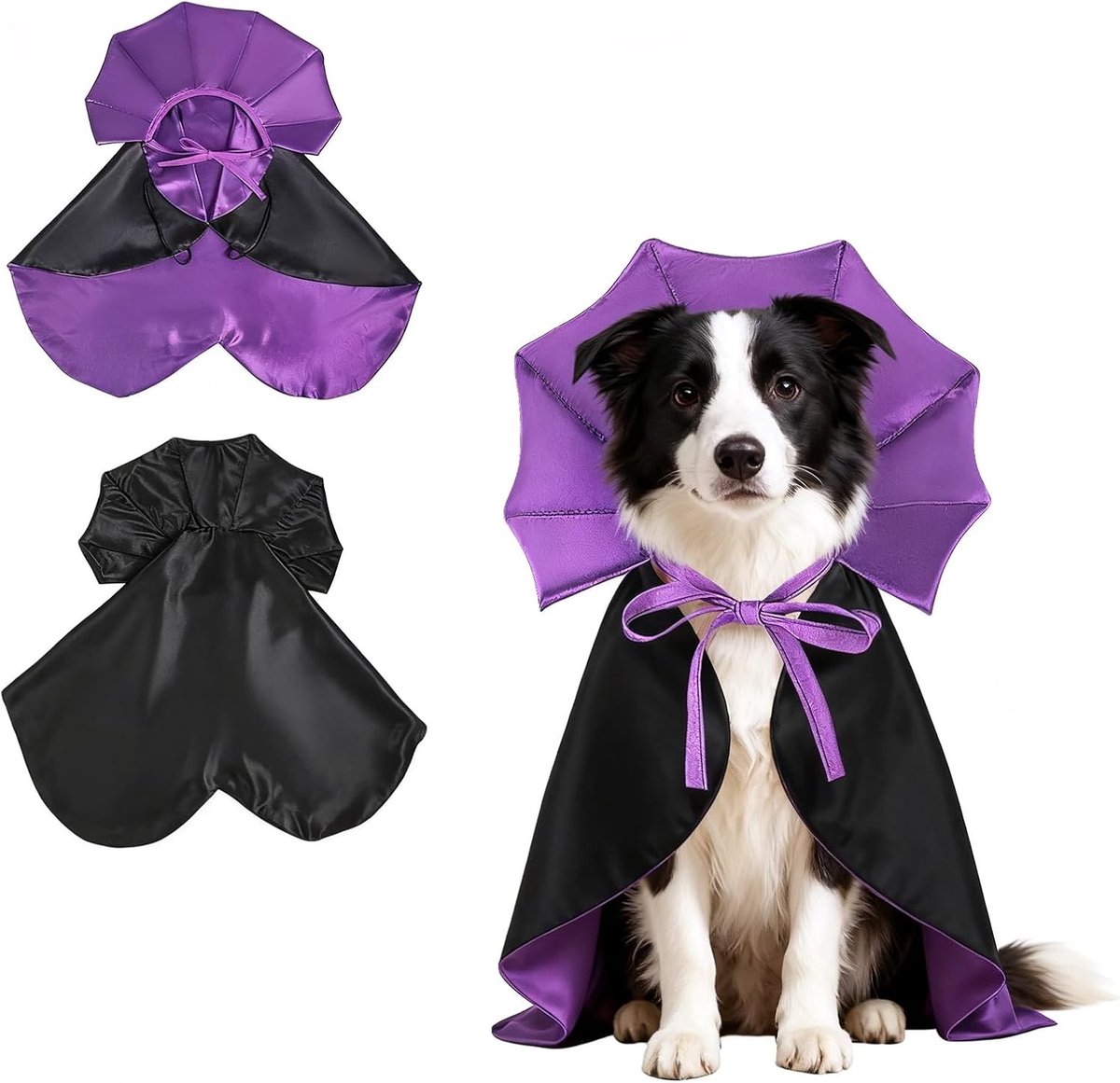 Vampier Cloak voor Huisdieren - Halloween Kostuum voor Honden en Katten, Cosplay Cape en Accessoires voor Feestjes en Verkleden (Paars, L)