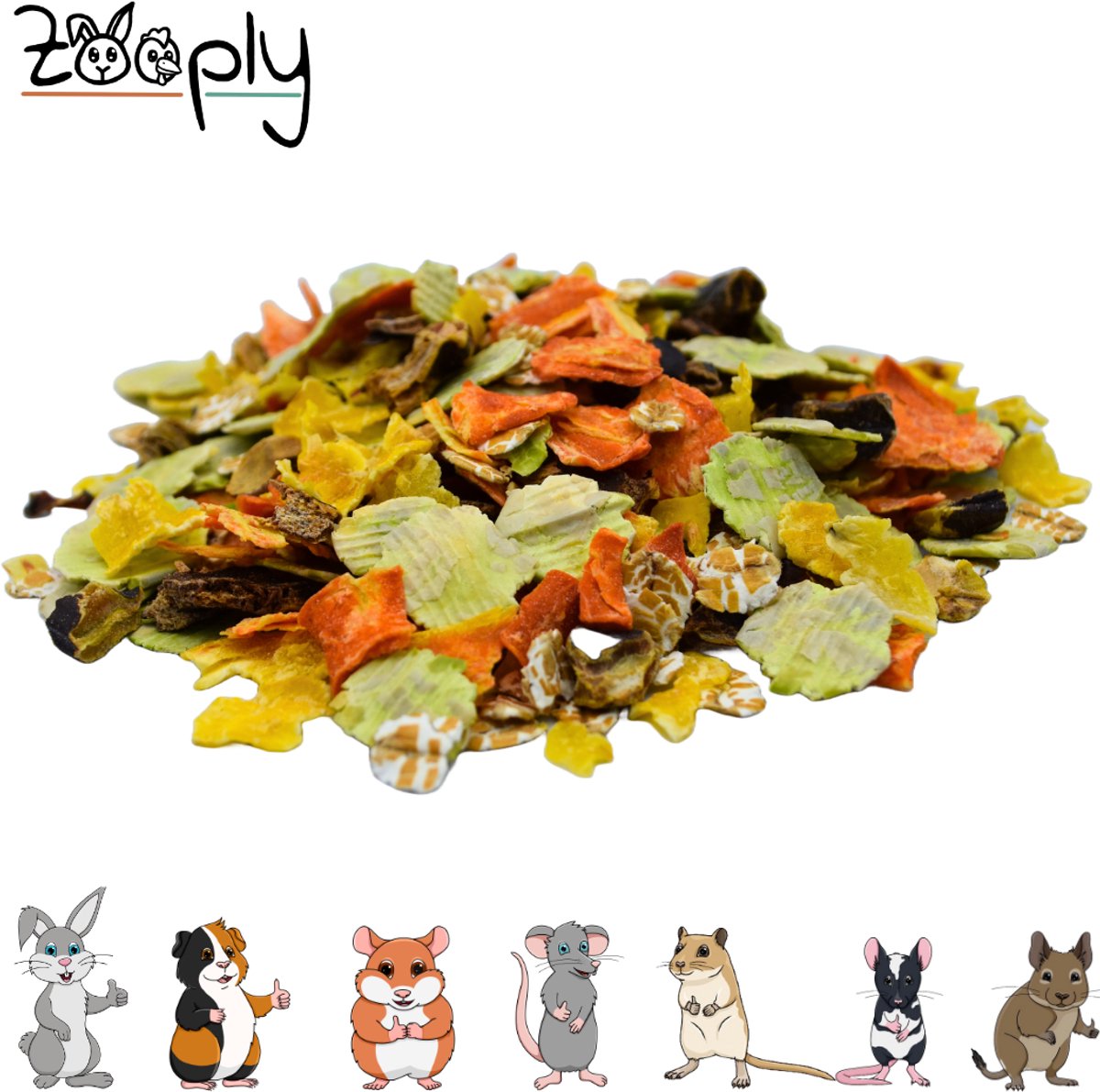 Zooply Vlokkenmix - Kruiden & Snacks - 100% natuurlijk - Voor konijnen & cavia's - 400 gram