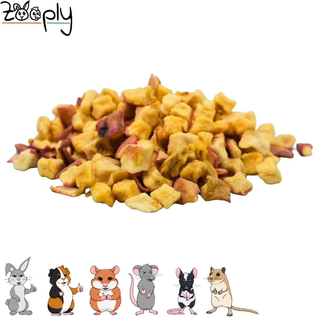 Zooply Appelblokjes - Kruiden & Snacks - 100% natuurlijk - Voor konijnen & cavia's - 150 gram
