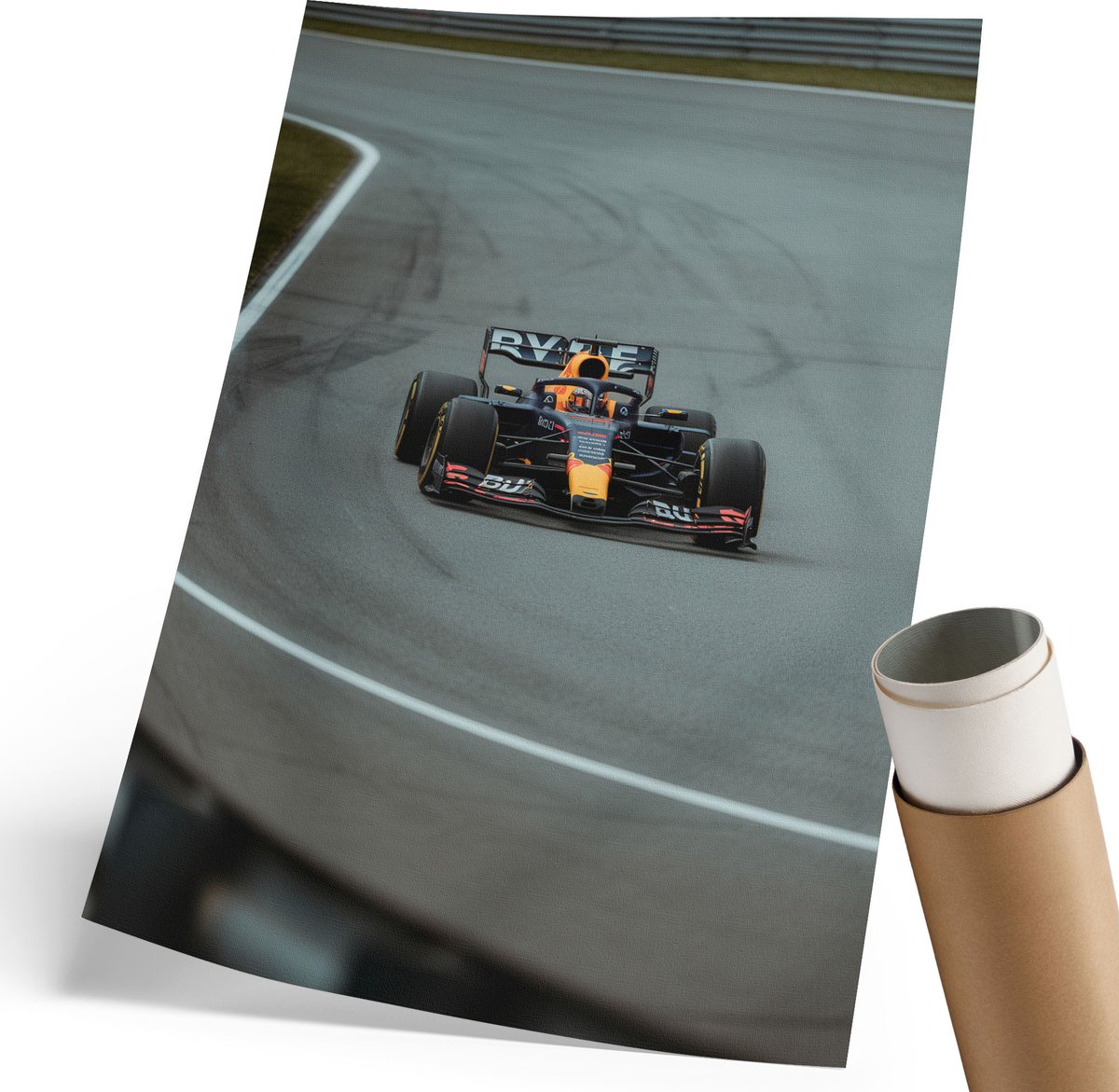 Coloray Polycanvas Wandposter - Formule Race, Fotografie - 210 x 297 mm - Grijs Patroon - Rechthoek - Interieurdecoratie - Woonkamer, Slaapkamer, Kantoor - Modern