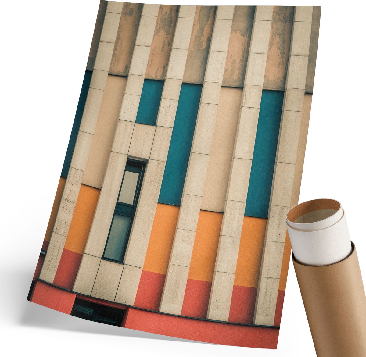 Coloray Canvas Poster Polycanvas - Kleurrijke Architectuur, Fotografie - 210 x 297 mm - Beige Patroon - Rechthoek - Muurdecoratie - Woonkamer, Slaapkamer, Kantoor - Modern