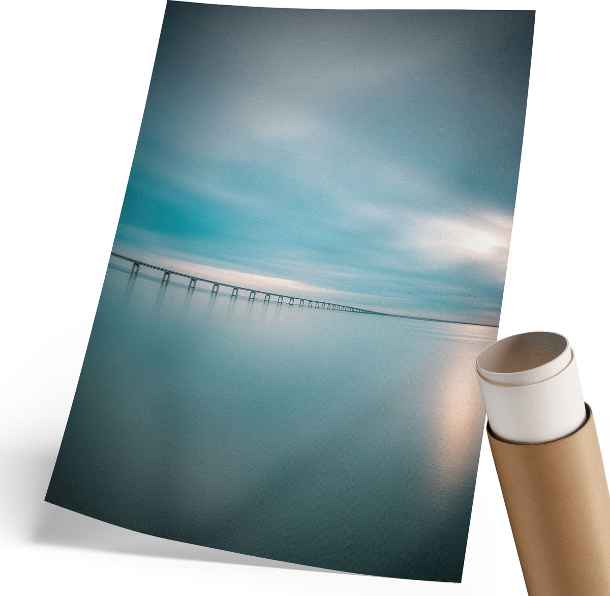 Coloray Polycanvas Poster - Waterbrug, Fotografie - 210 x 297 mm - Blauw Wanddecoratie - Rechthoek - Kunstposter - Woonkamer, Slaapkamer, Kantoor - Modern