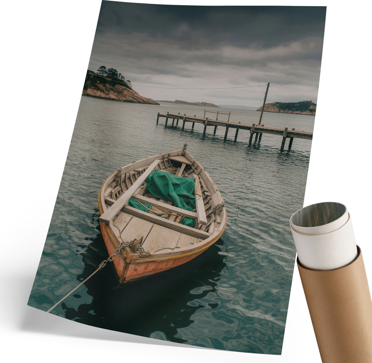 Coloray Polycanvas Wandposter - Een Rustige Baai, Fotografie - 210 x 297 mm - Grijs Wanddecoratie - Rechthoek - Muurkunst - Woonkamer, Slaapkamer, Kantoor - Modern