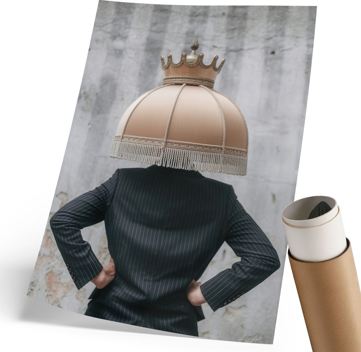 Coloray Polycanvas Wandposter - Lampenkap Surrealisme, Fotografie - 210 x 297 mm - Grijs Decoratie - Rechthoek - Interieurdecoratie - Woonkamer, Slaapkamer, Kantoor - Glamour